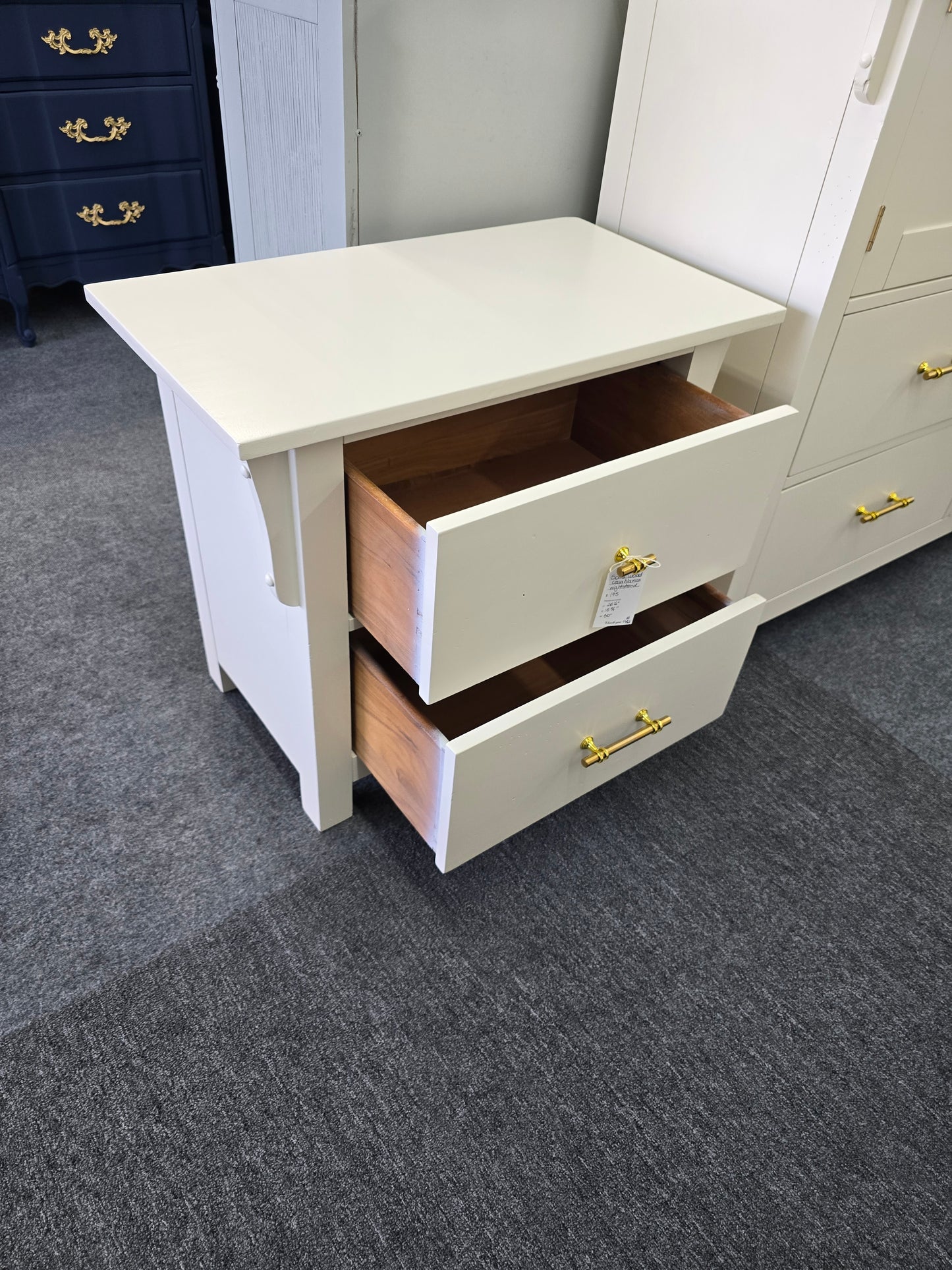 All solid wood creamy nightstand