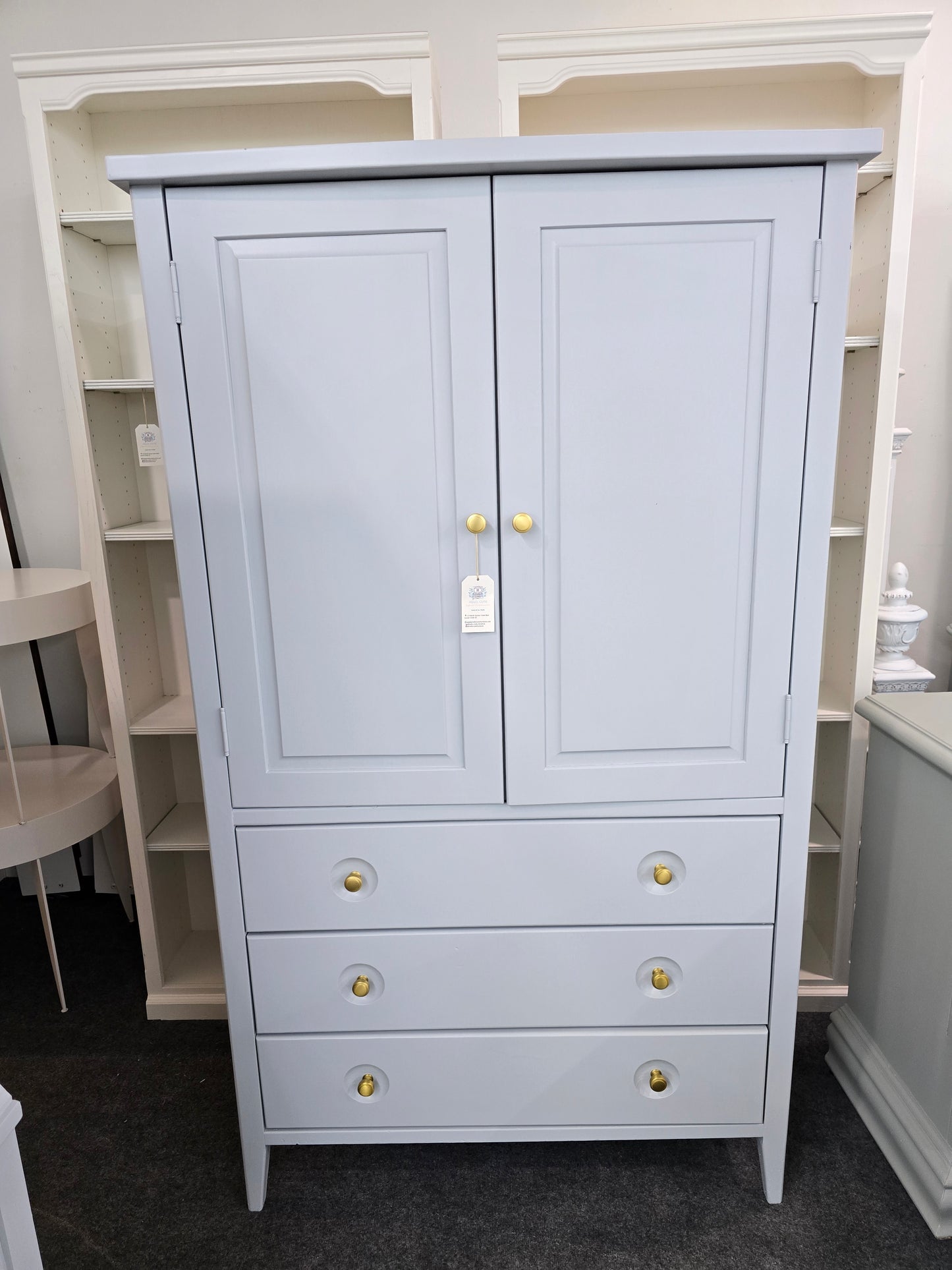 Blue/gray tall armoire
