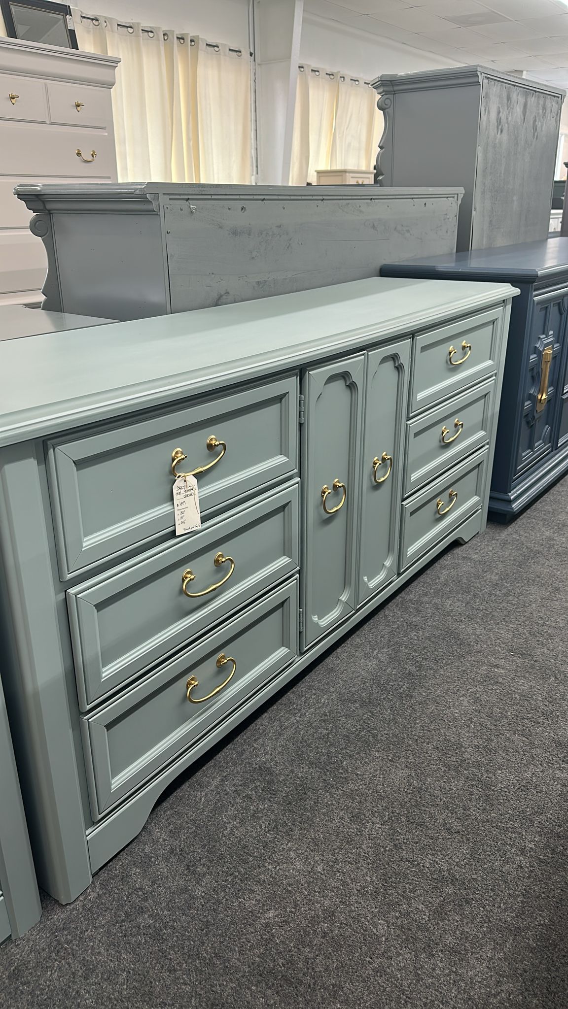 Broyhill teal long dresser