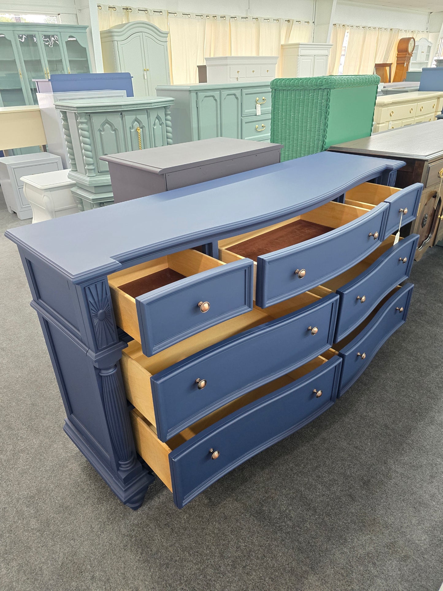 Navy blue 7 drawers dresser