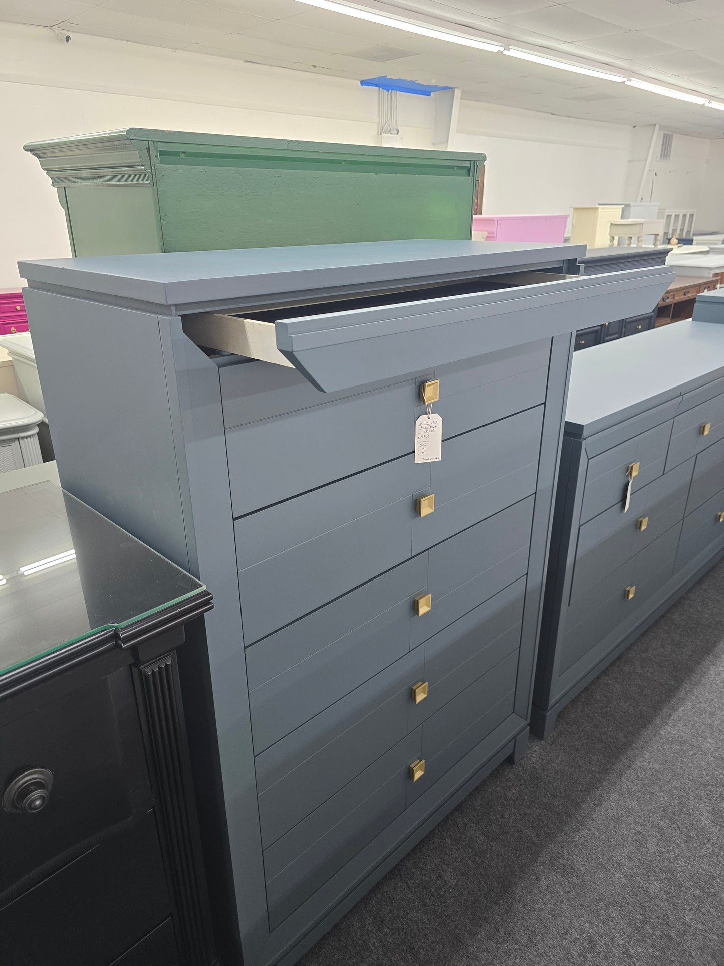 7 drawers blue gray chest