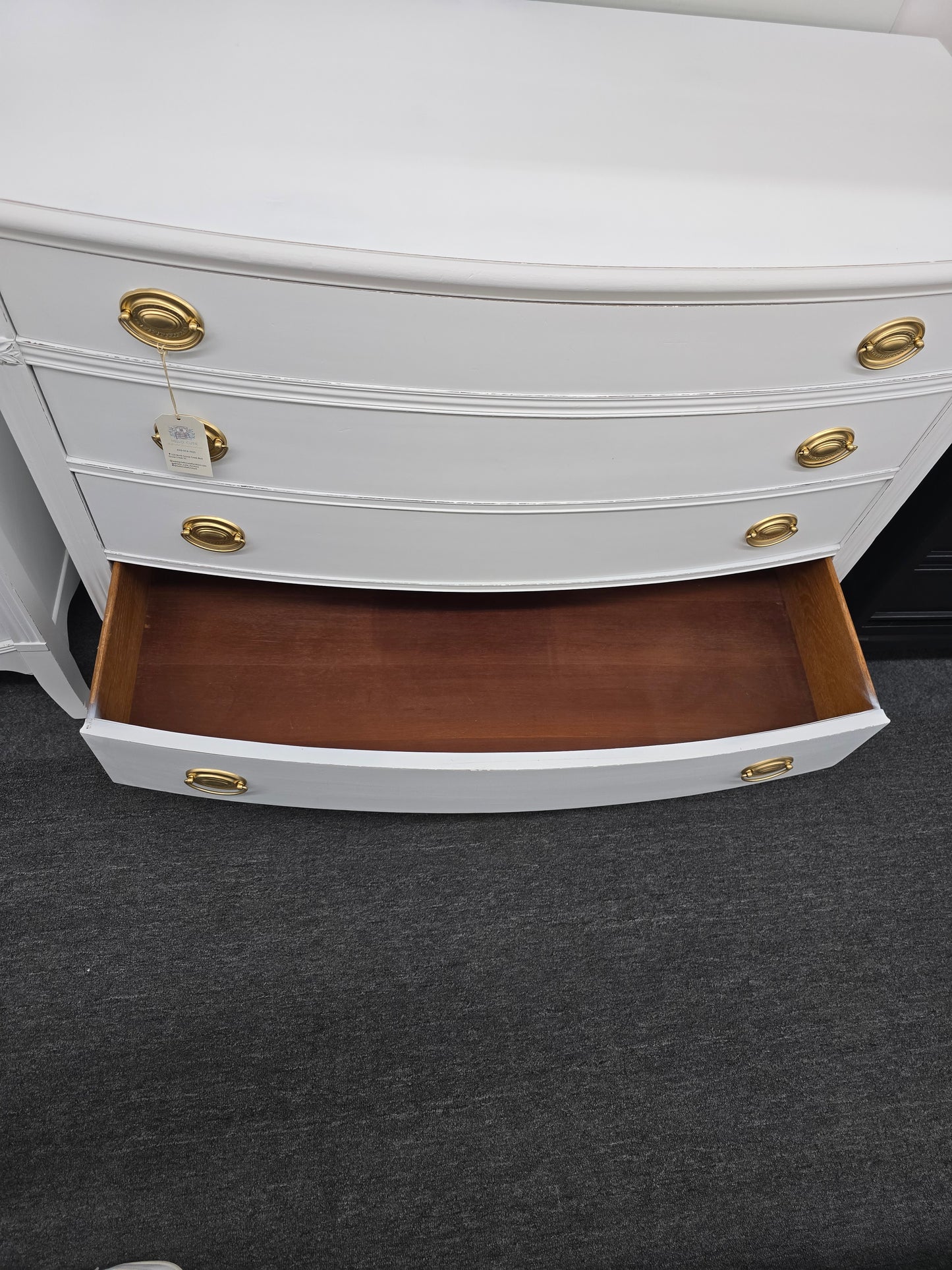 Solid wood white Distressed bowfront dresser