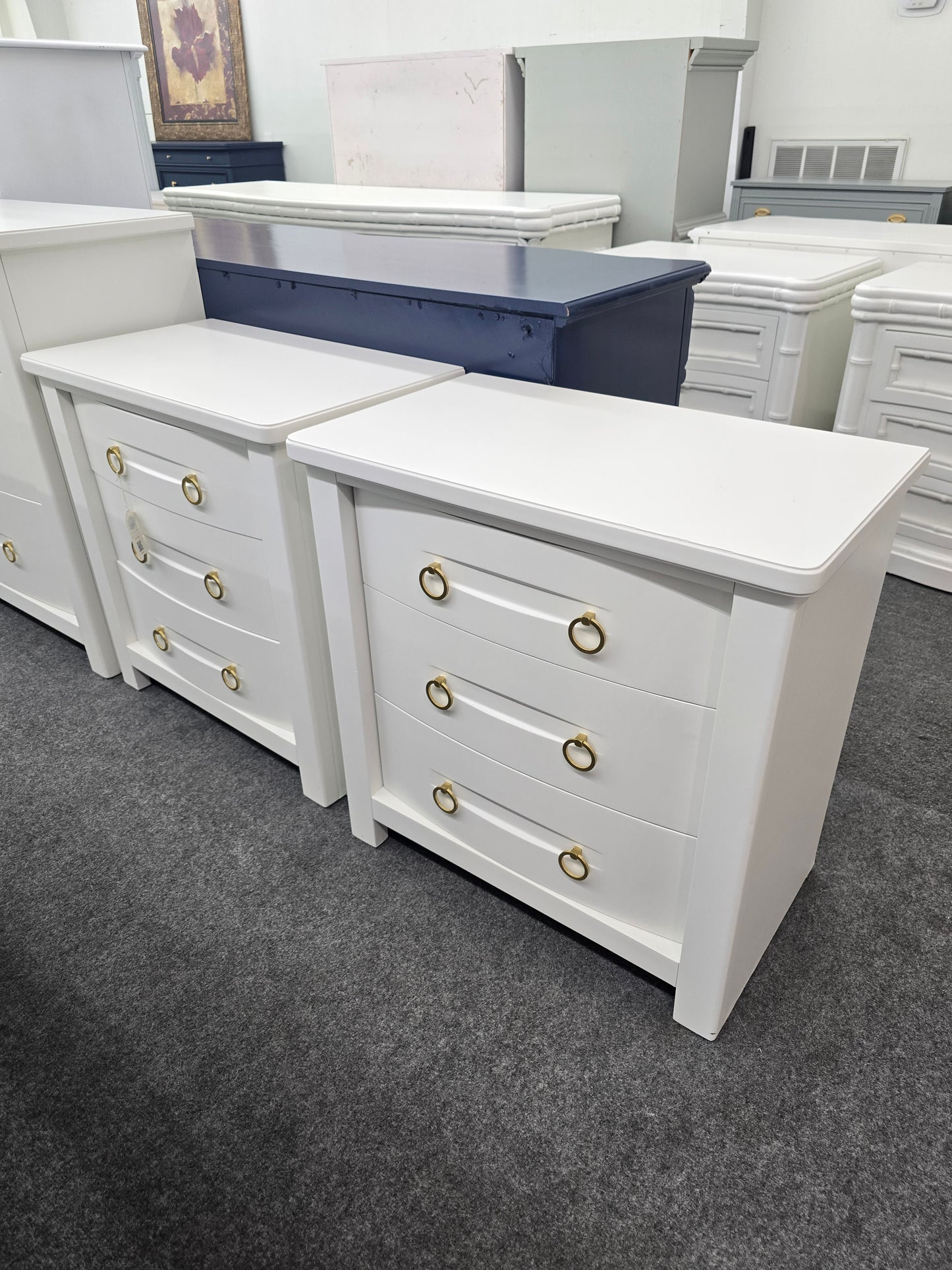 Pair of alabaster nightstands