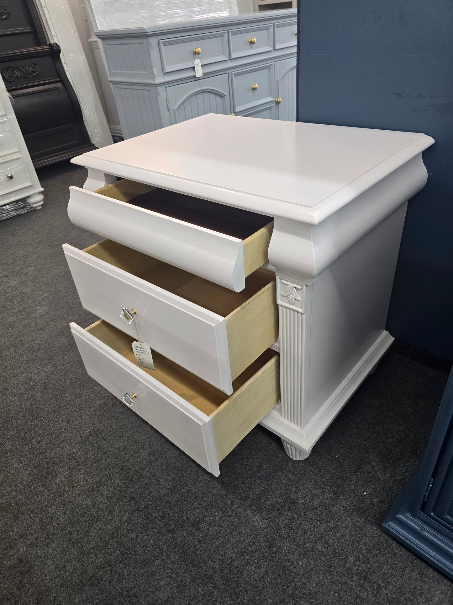 Cute 3 drawers pale pink nightstand