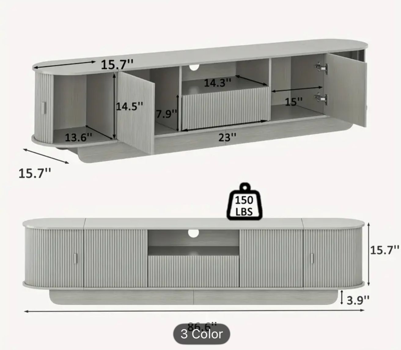 Fluted MCM Tv stand - new