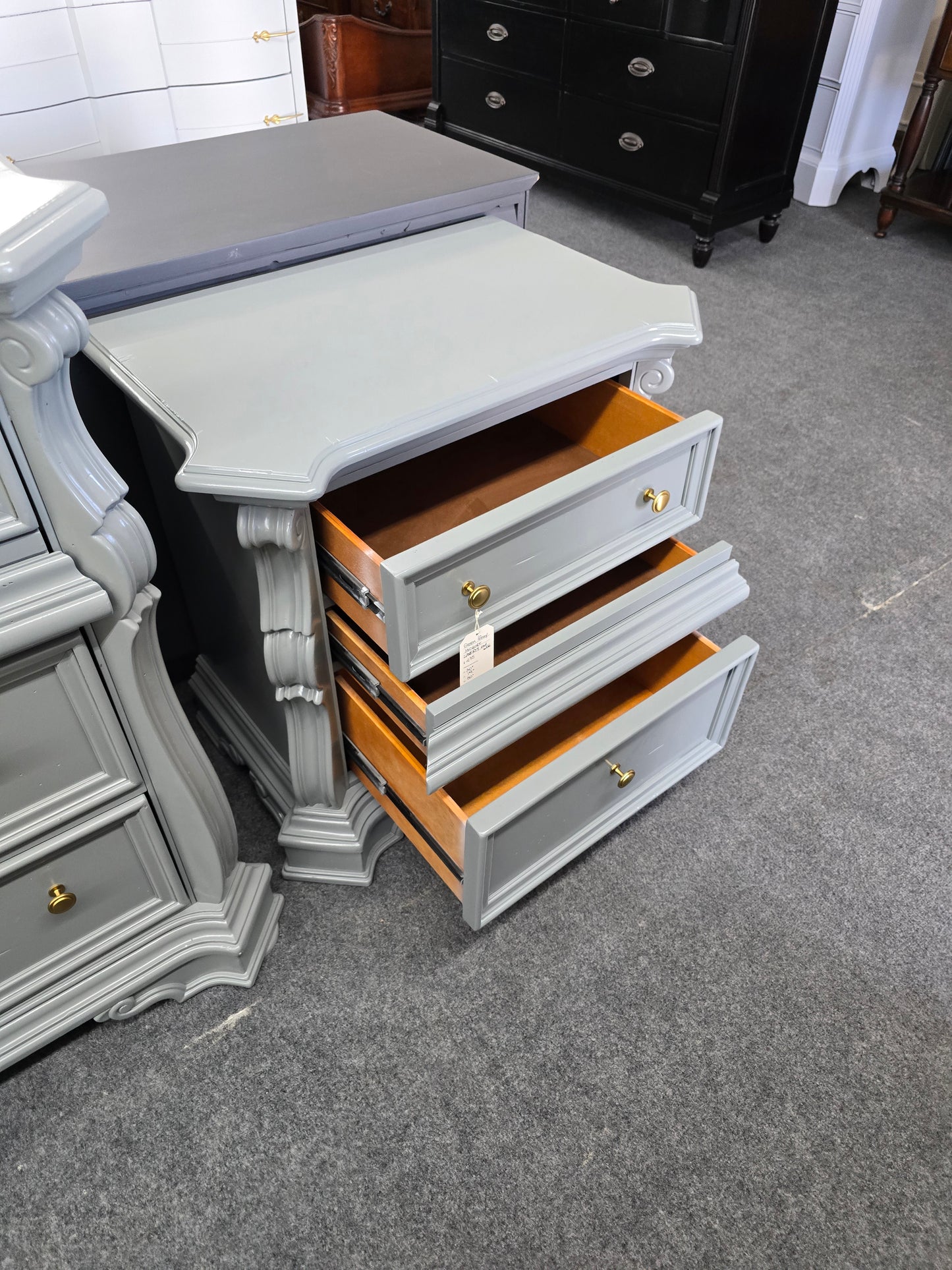 Liberty green gray lacquered nightstand