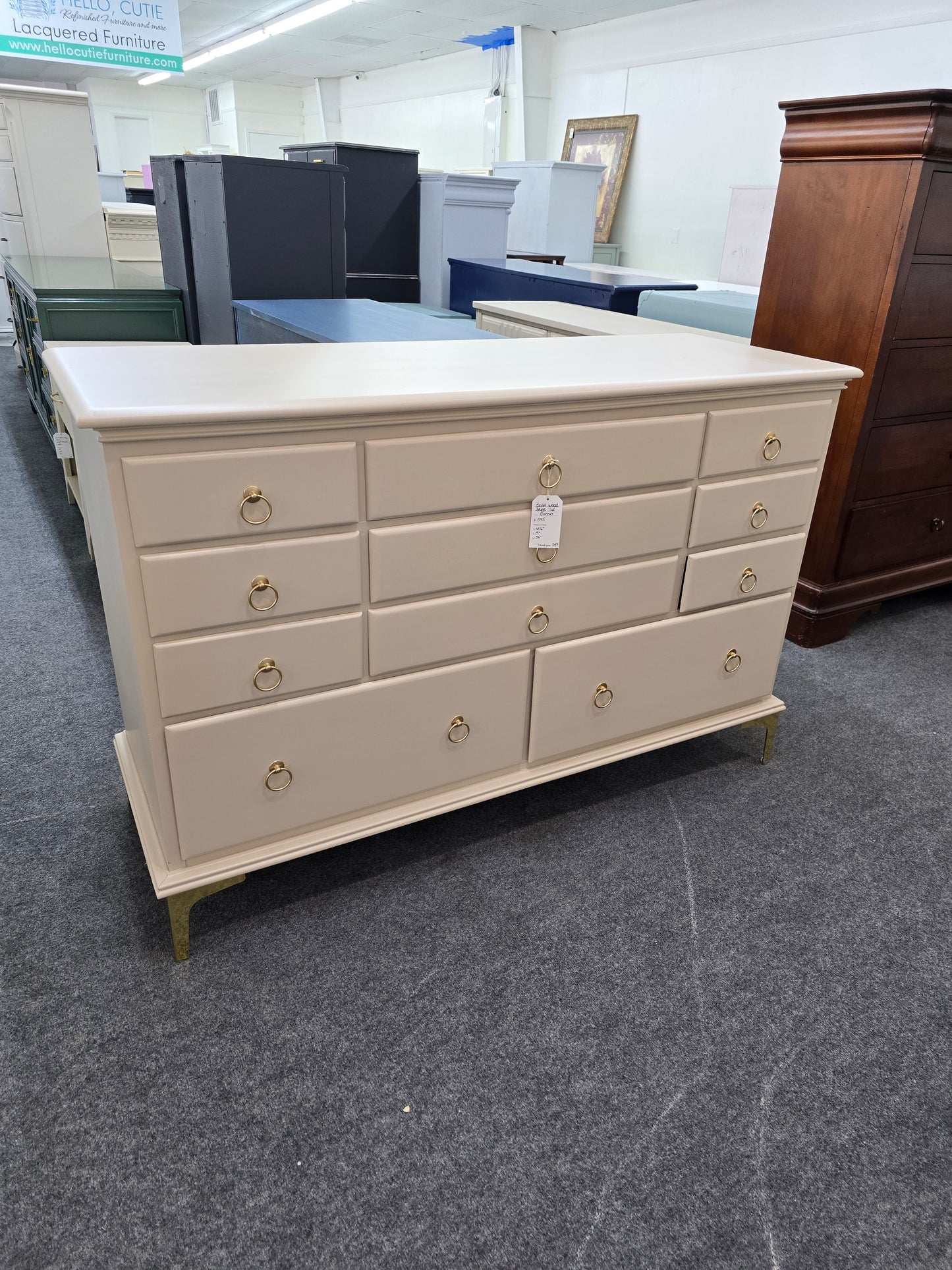 Solid wood beige 11 drawers dresser