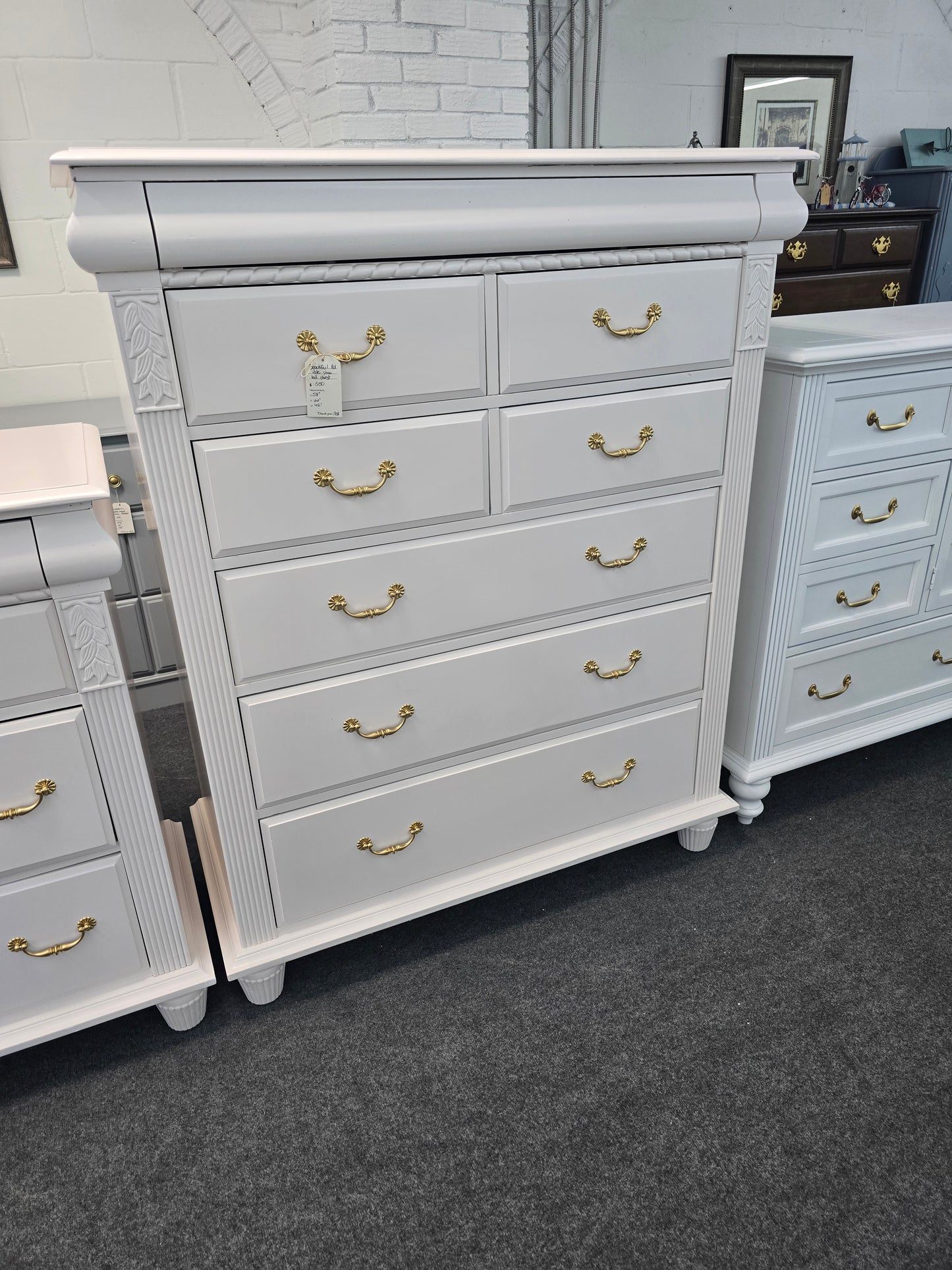 Beautiful pale pink 8 drawers tall chest