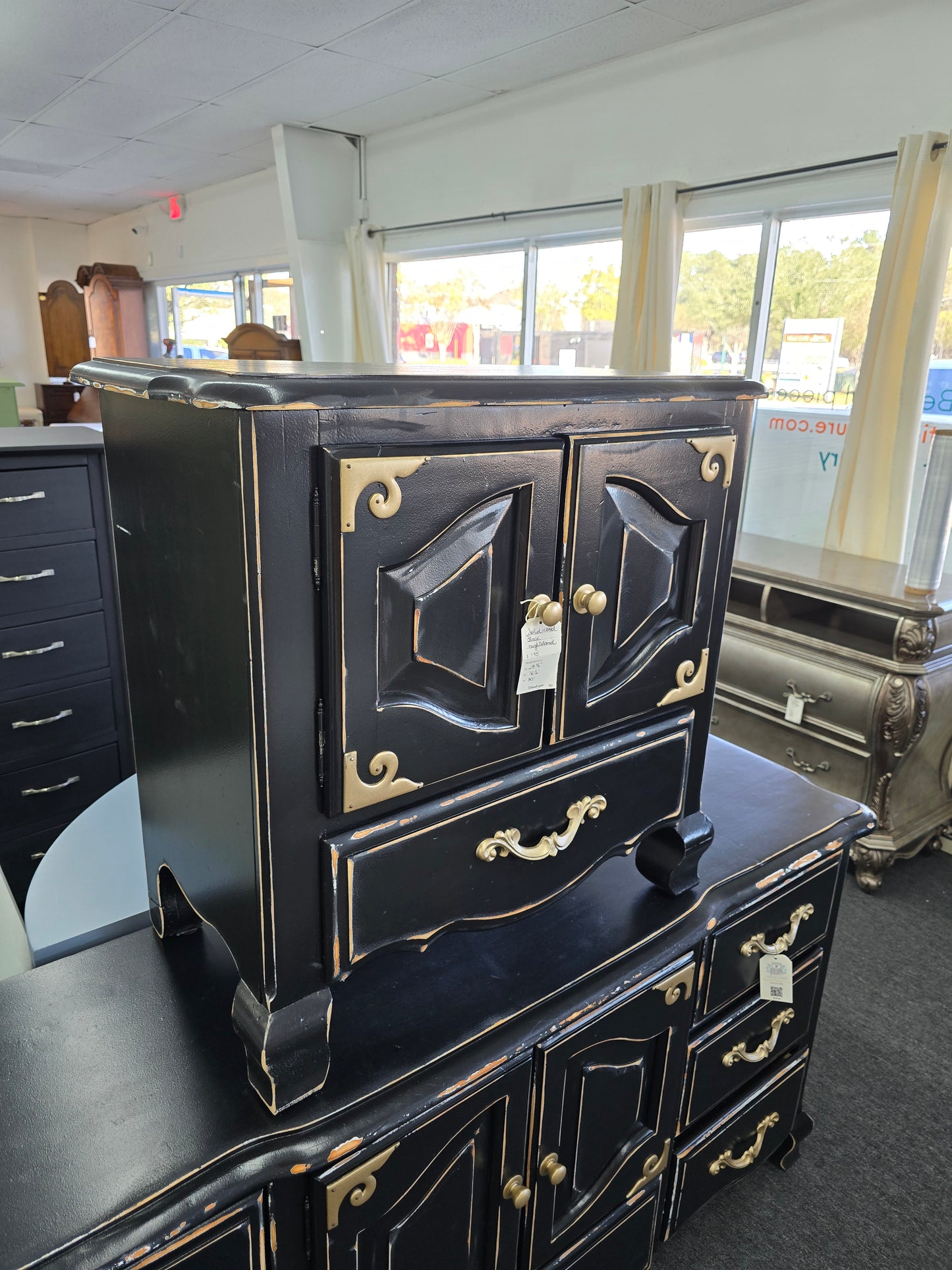 Black Distressed nightstand