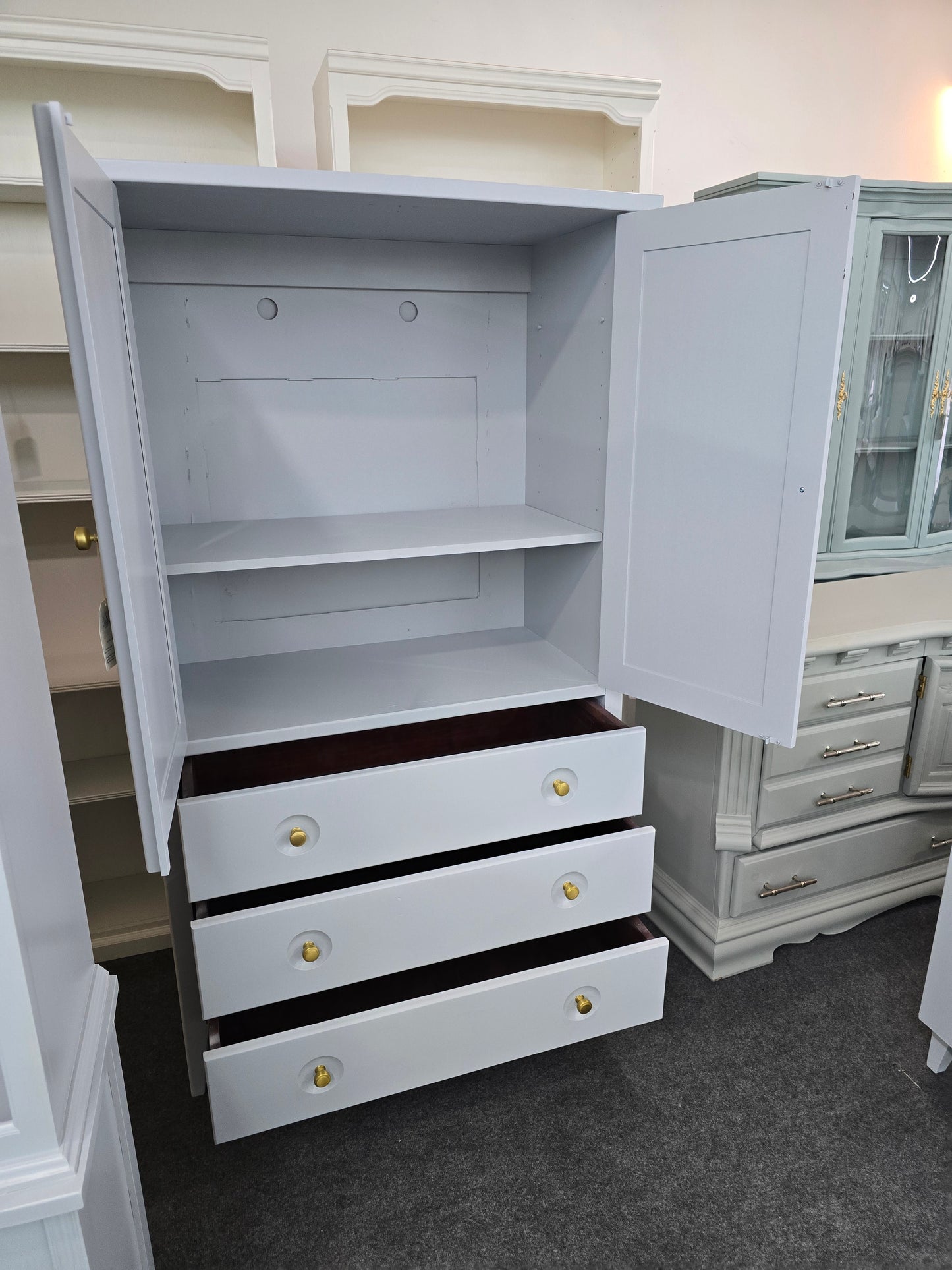 Blue/gray tall armoire