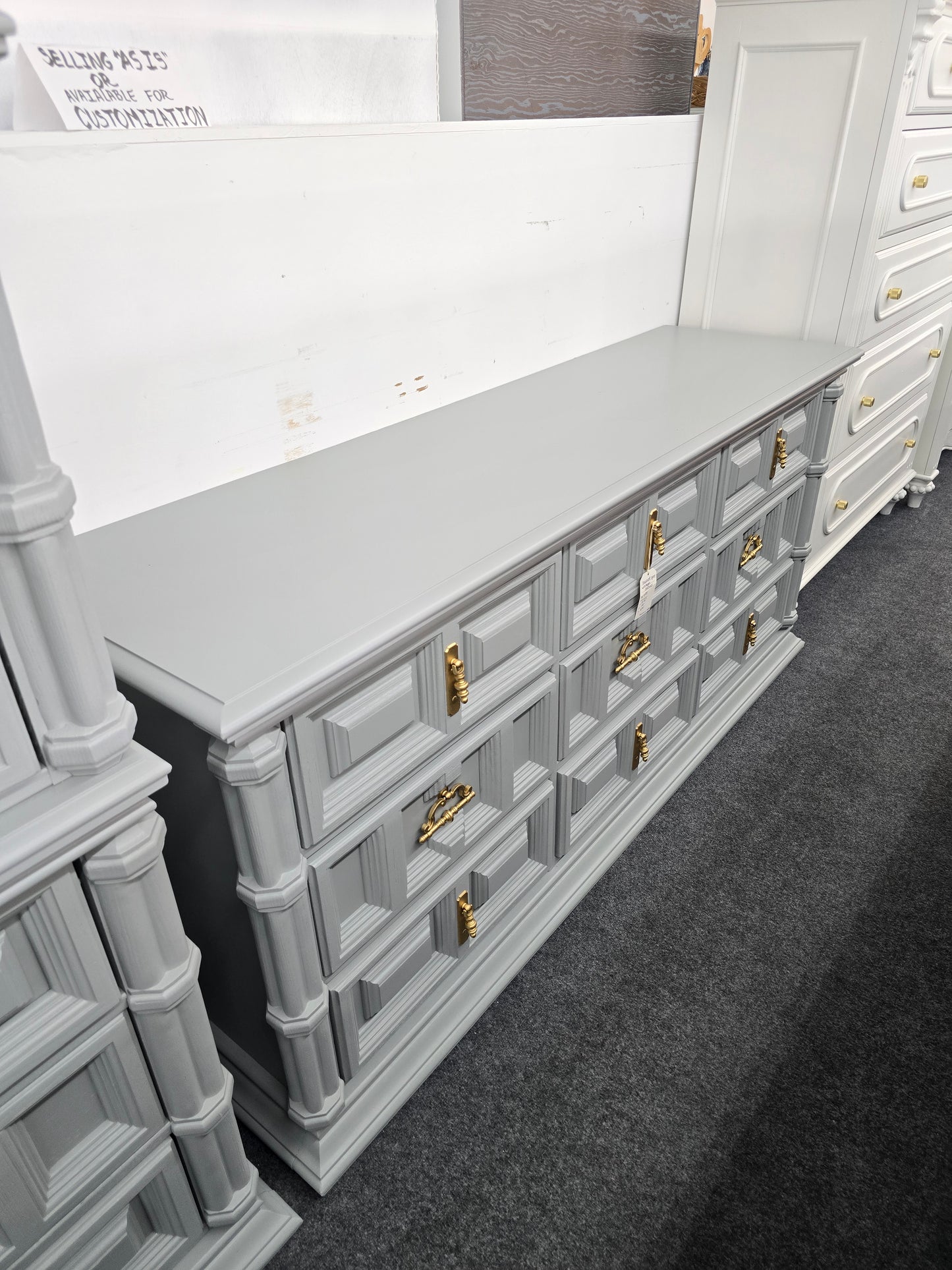Bassett gray vintage dresser