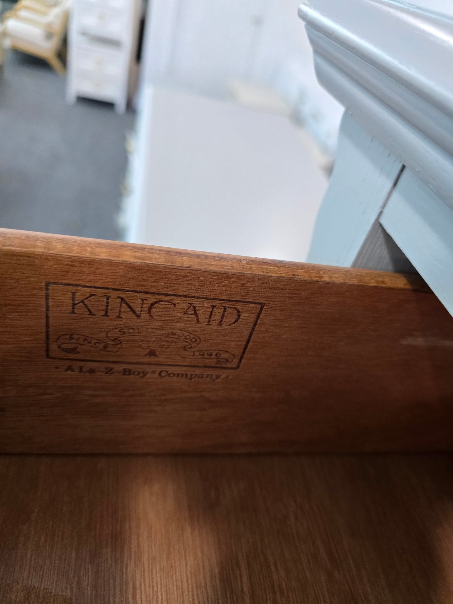 Kincaid solid wood tall gray chest