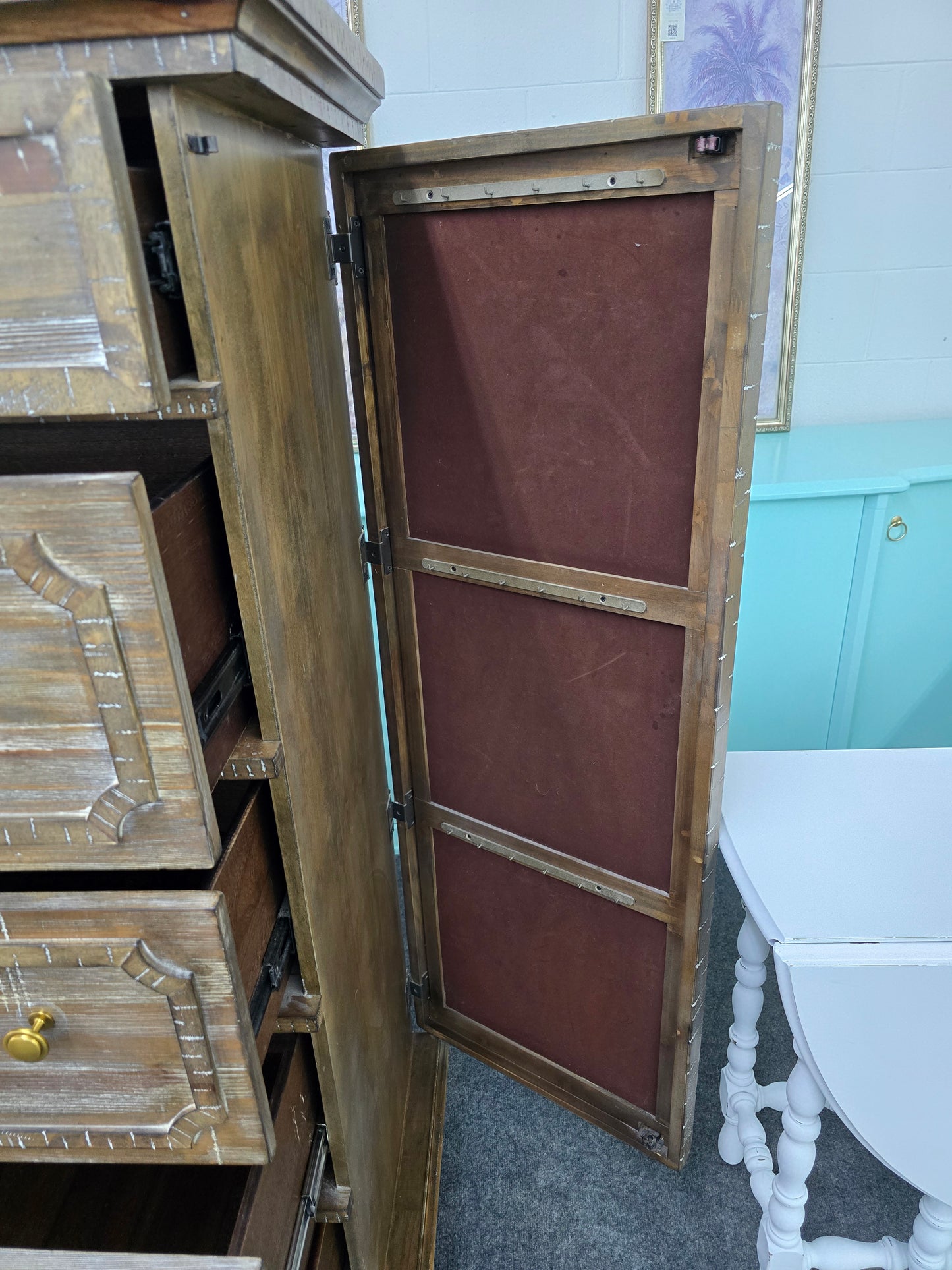 Rustic wood washed chest
