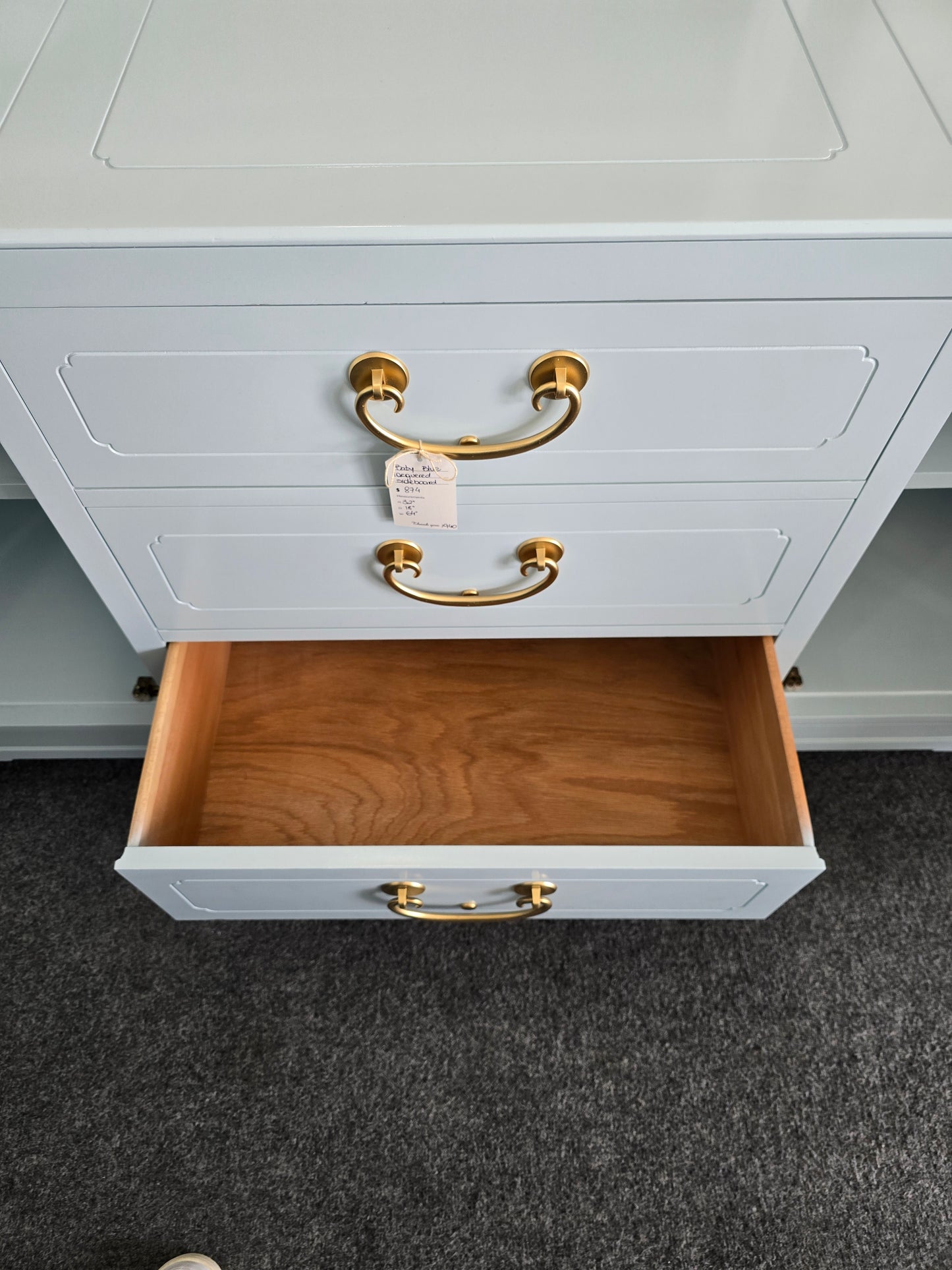 Baby blue solid wood WHITE FURNITURE lacquer sideboard