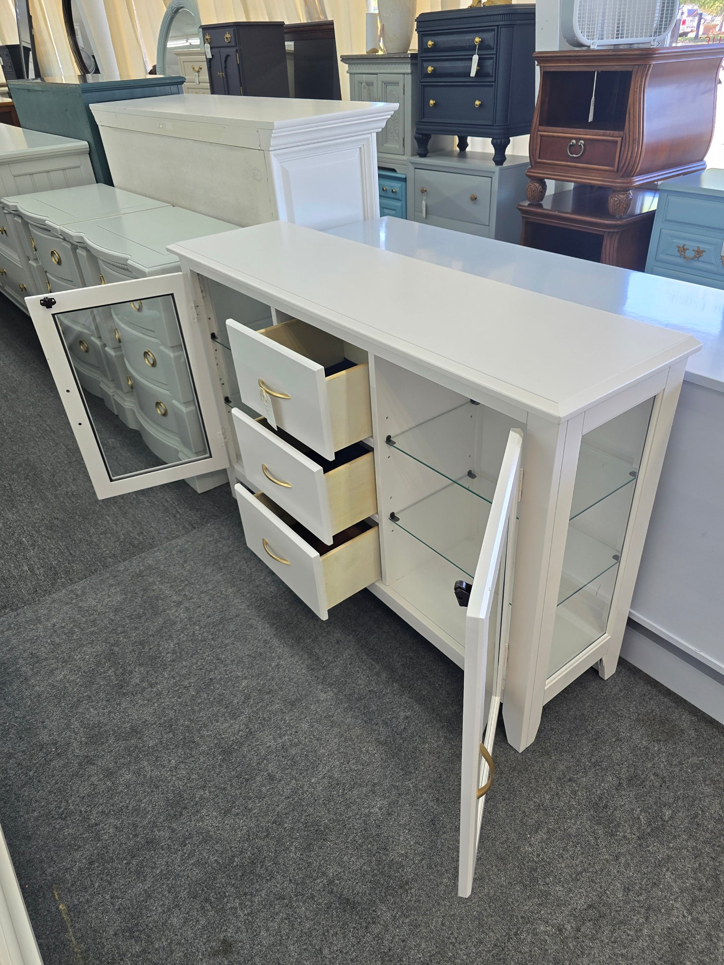 Pale pink TV stand