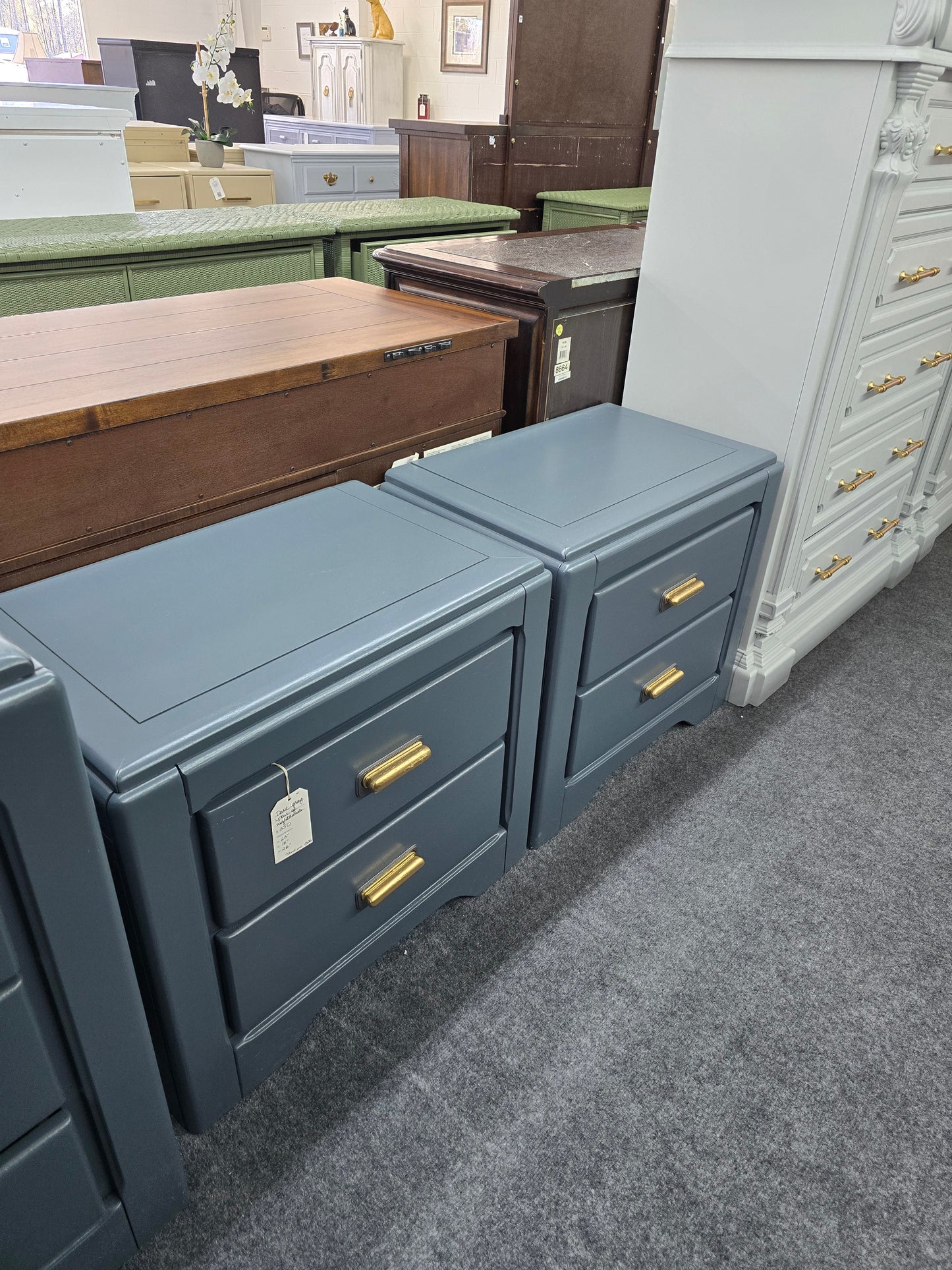 Pair of gray nightstands