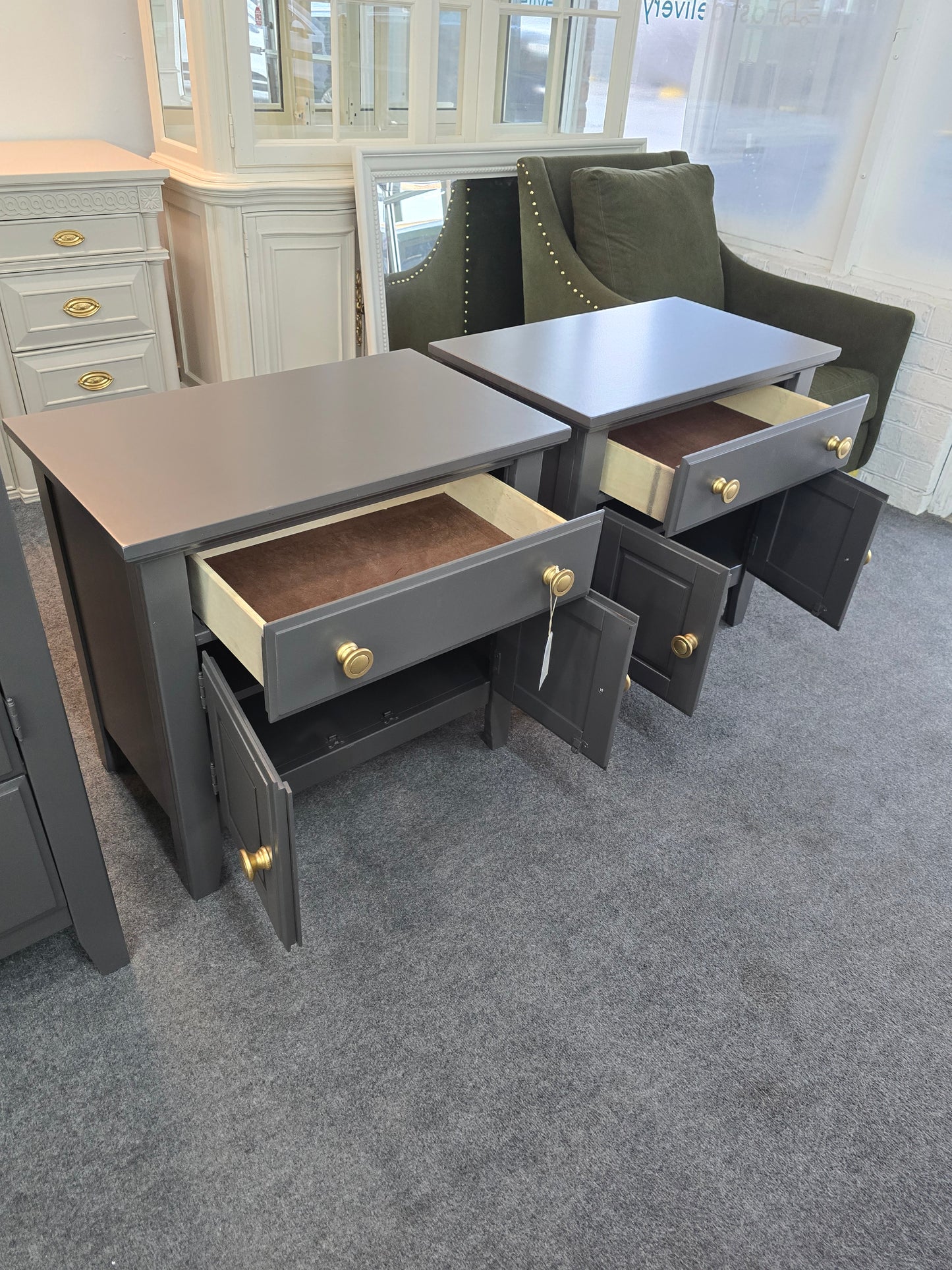 Graphite pair of nightstands