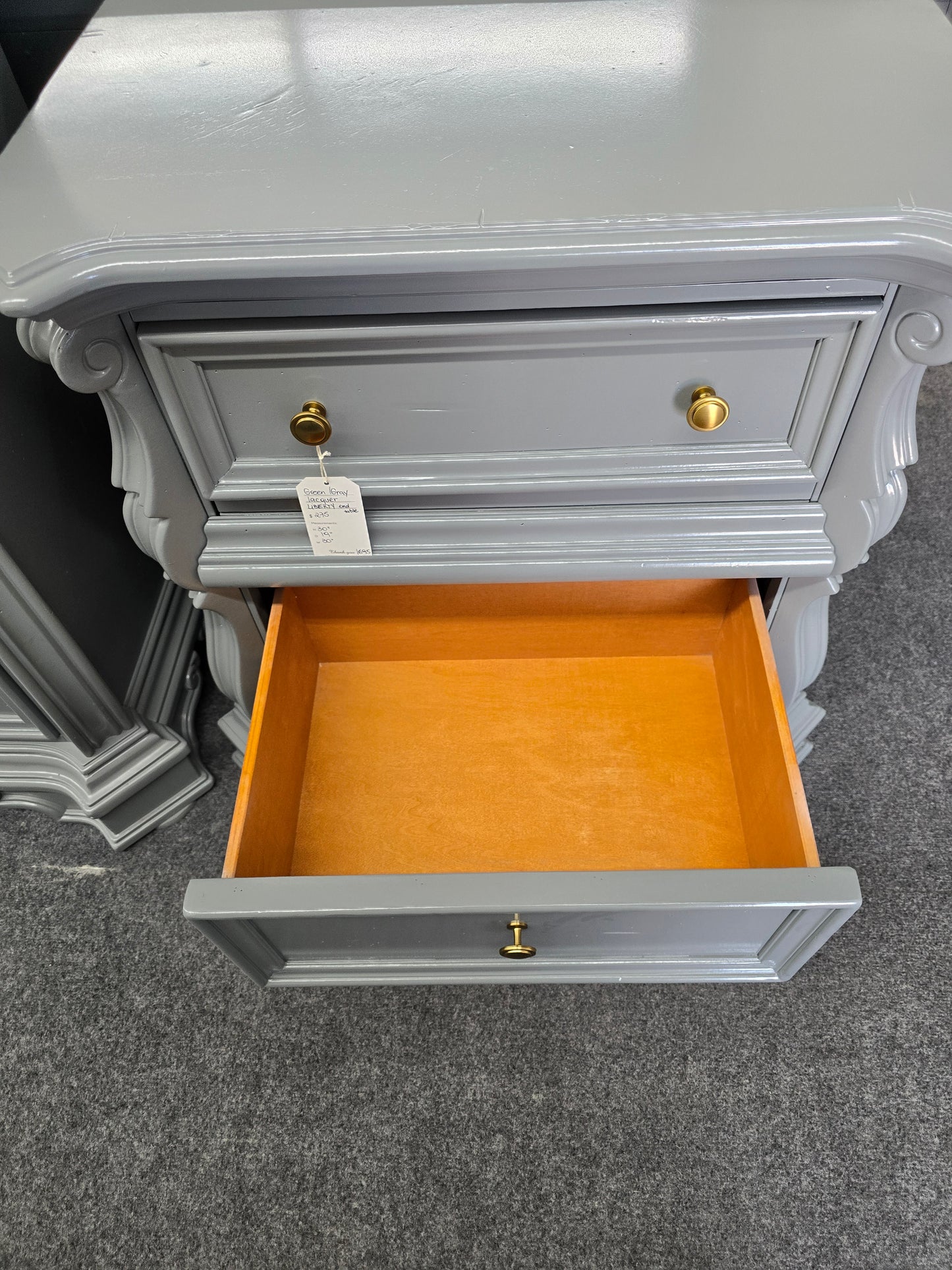 Liberty green gray lacquered nightstand