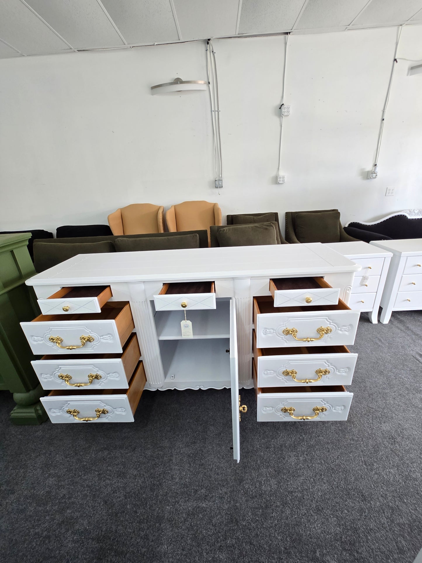 French provincial white lacquered dresser