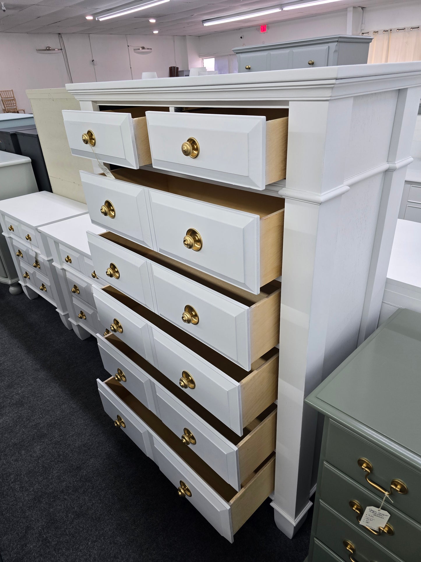 Solid wood white tall chest