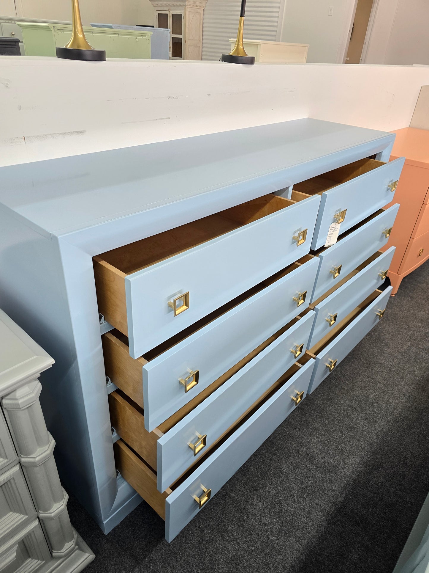 Cindy Crawford blue Lacquered dresser