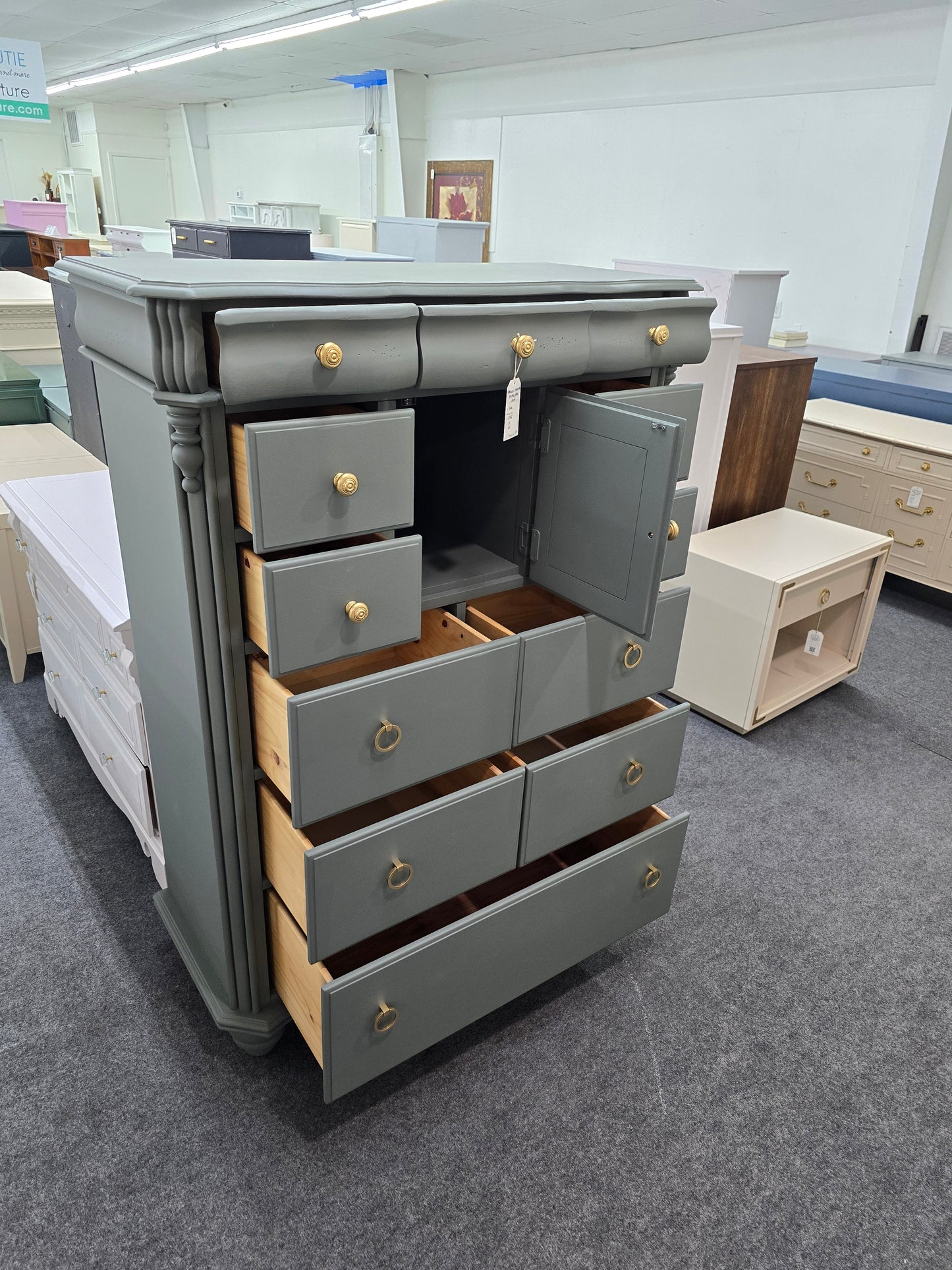 American Signature pewter green chest