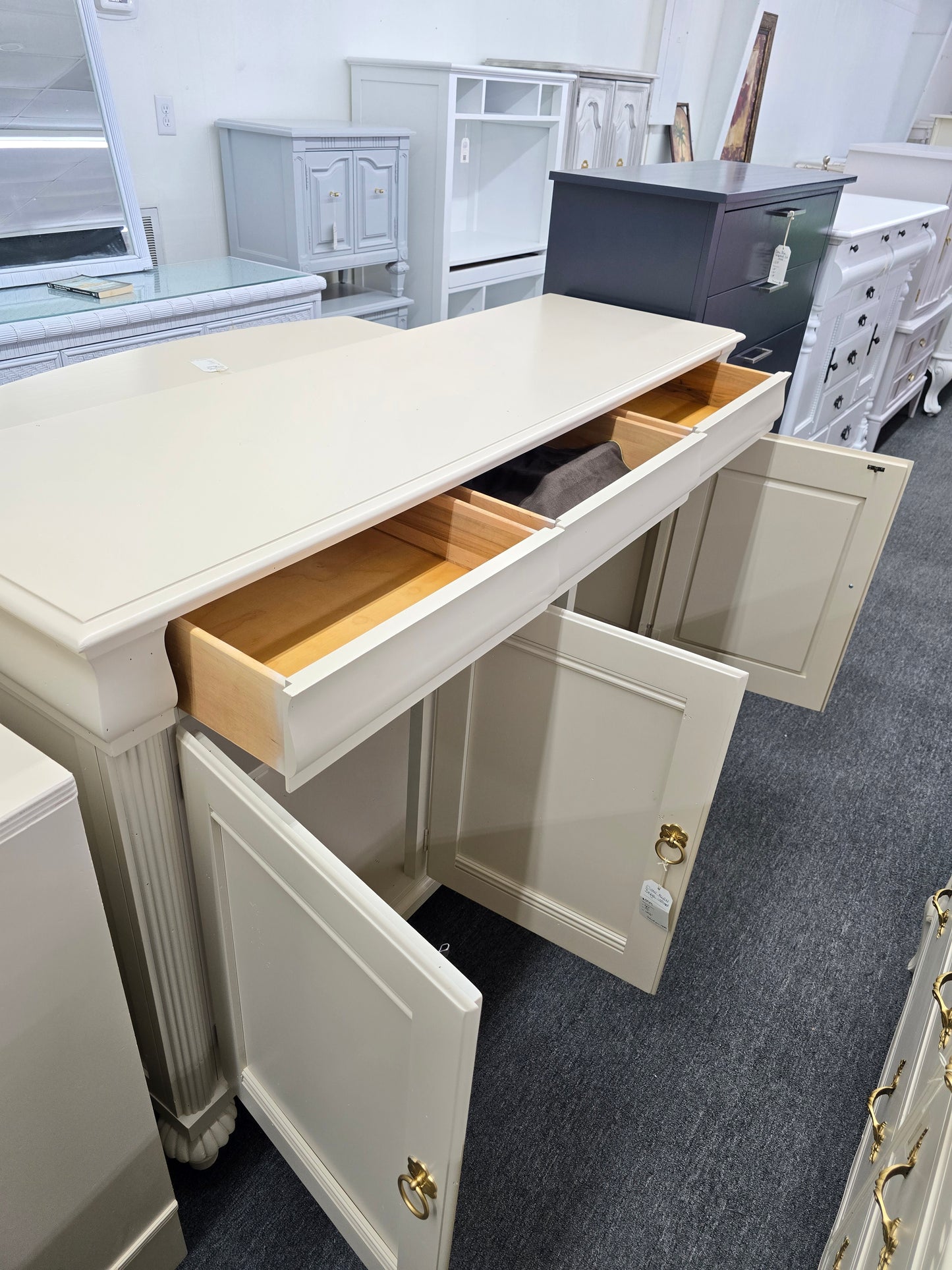Ethan allen solid wood beige cabinet