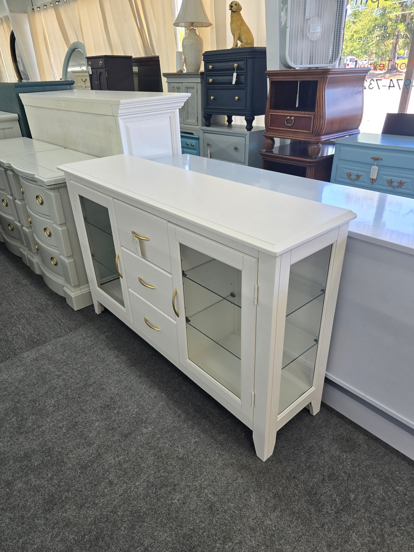 Pale pink TV stand