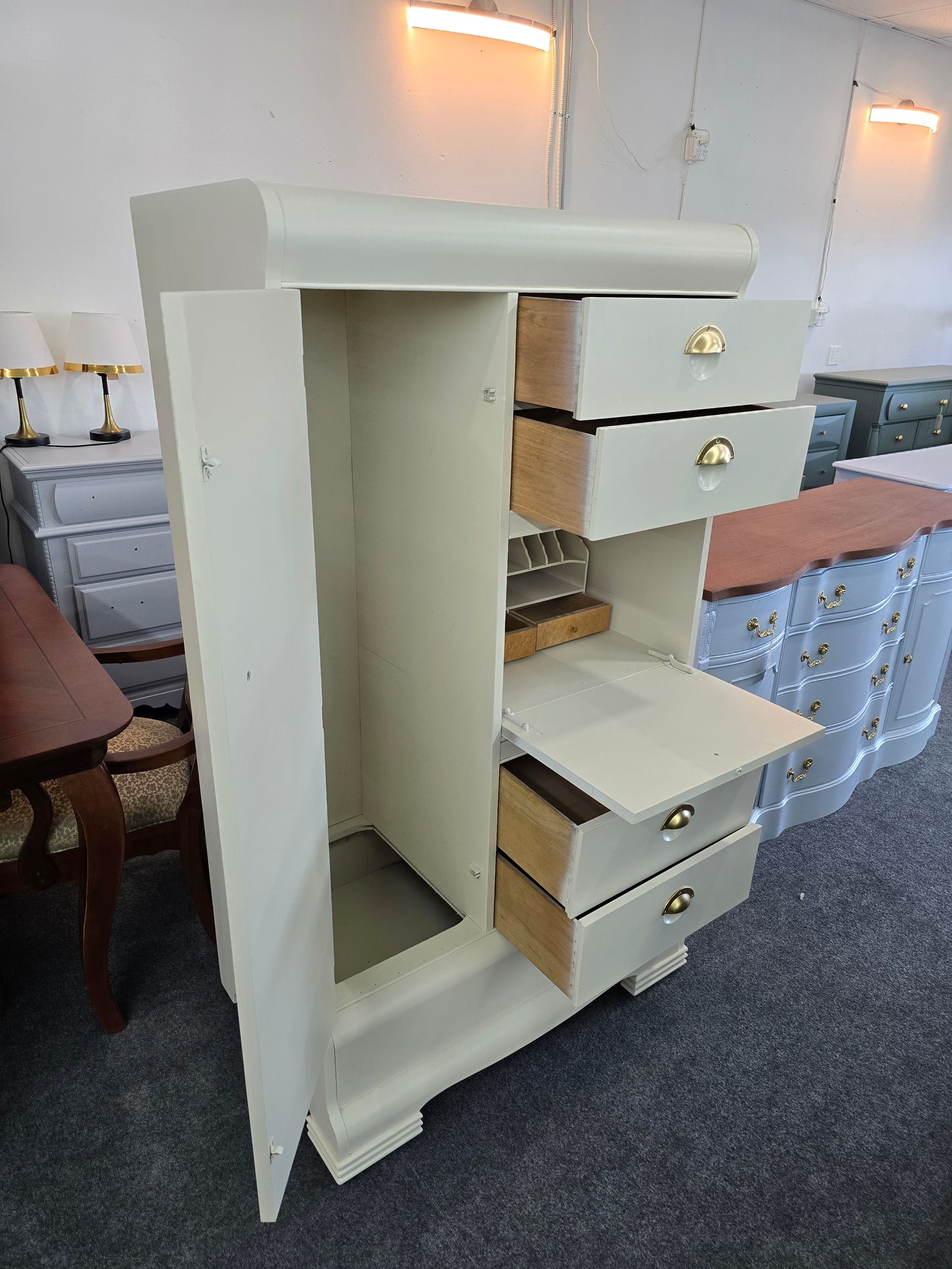 Antique waterfall cream chest/armoire