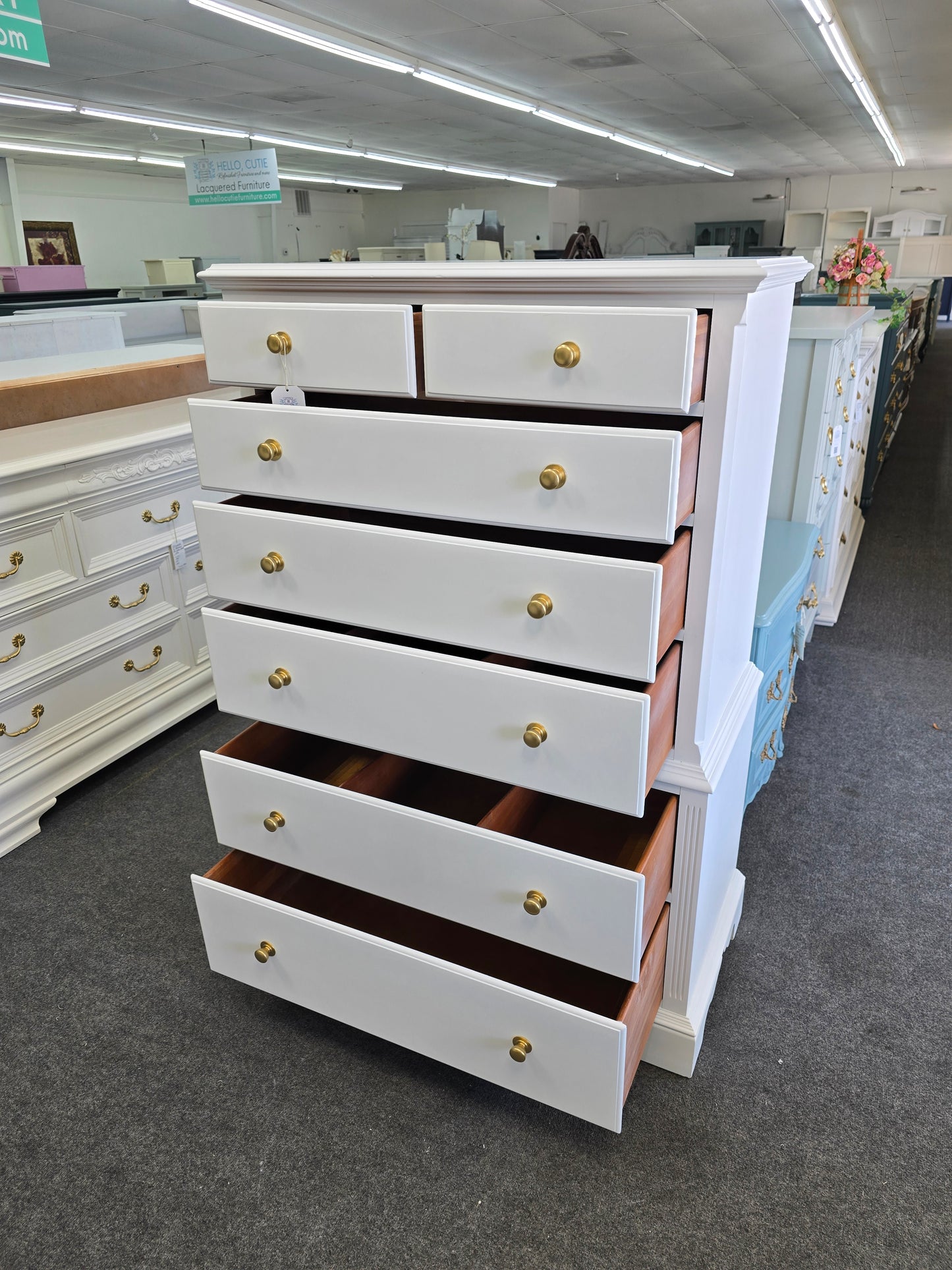 Knobs Creek solod wood white tall chest