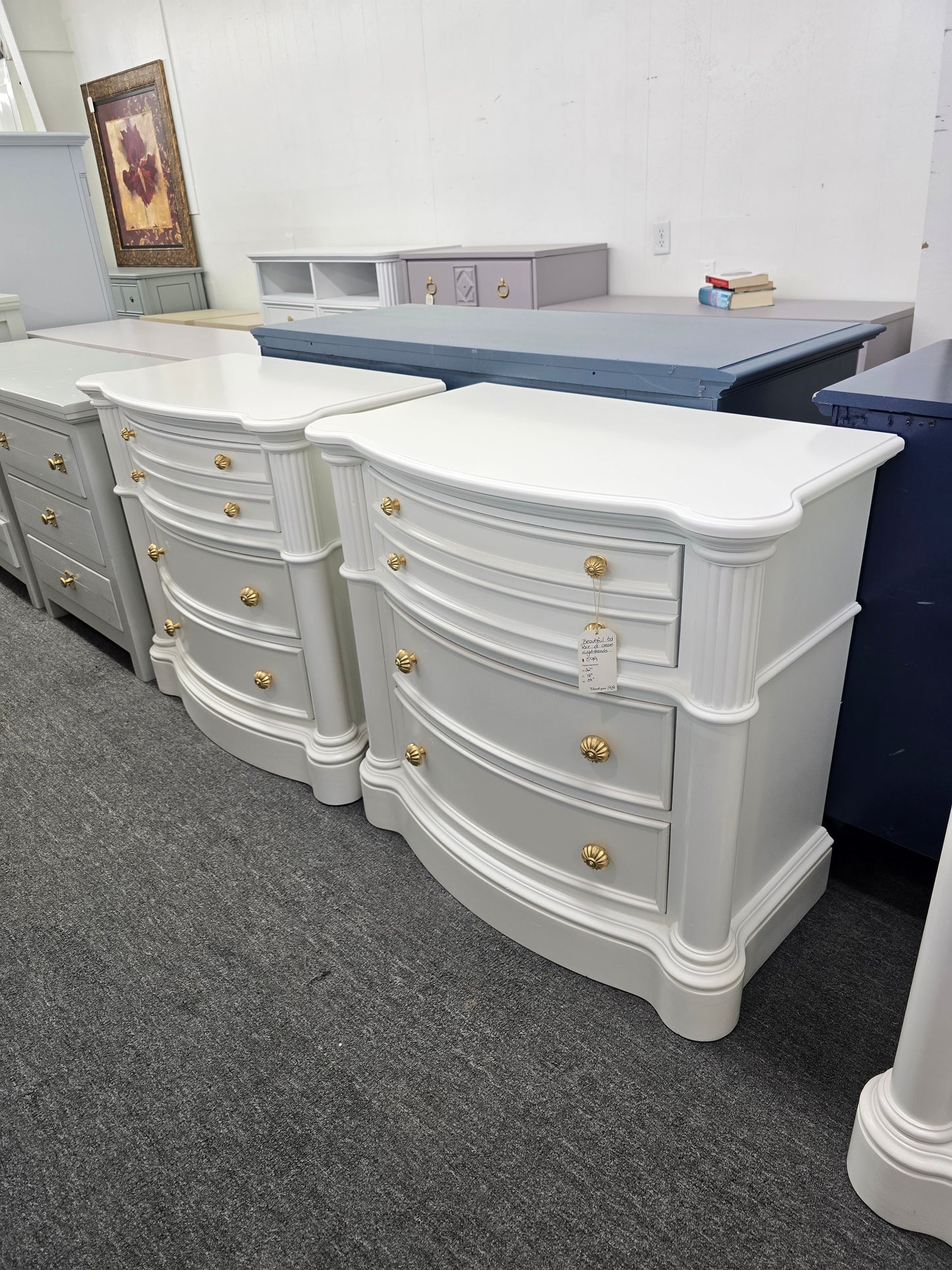 Beautiful pair of off white big nightstands