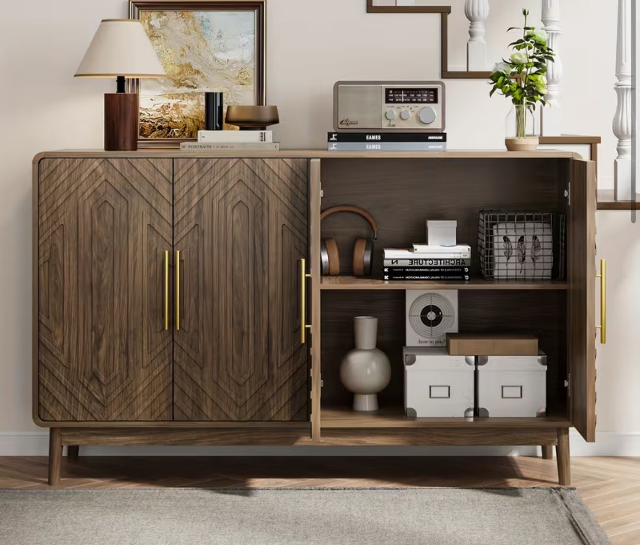 Modern walnut sideboard- new