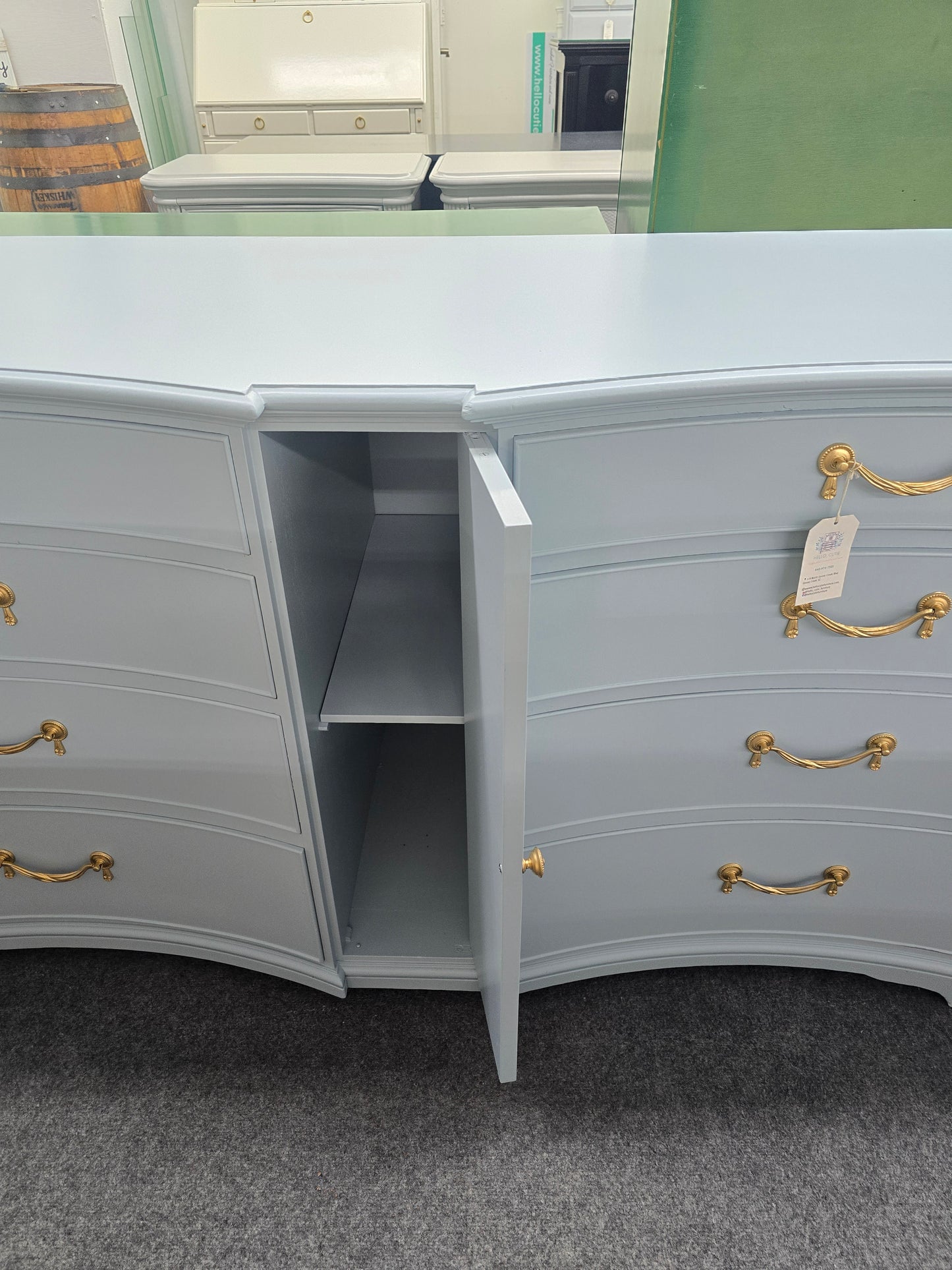 Solid wood baby blue 8 drawers dresser