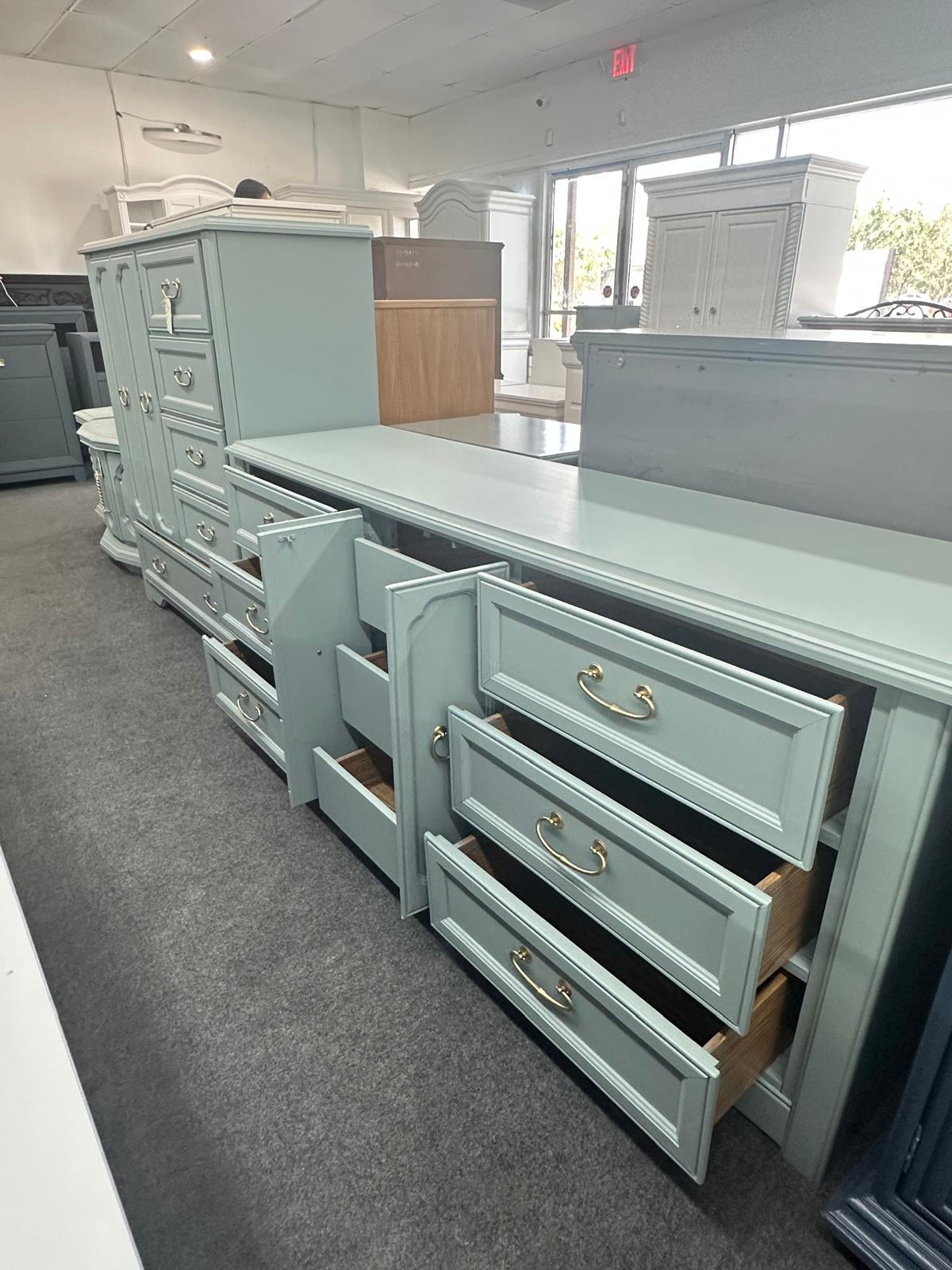 Broyhill teal long dresser