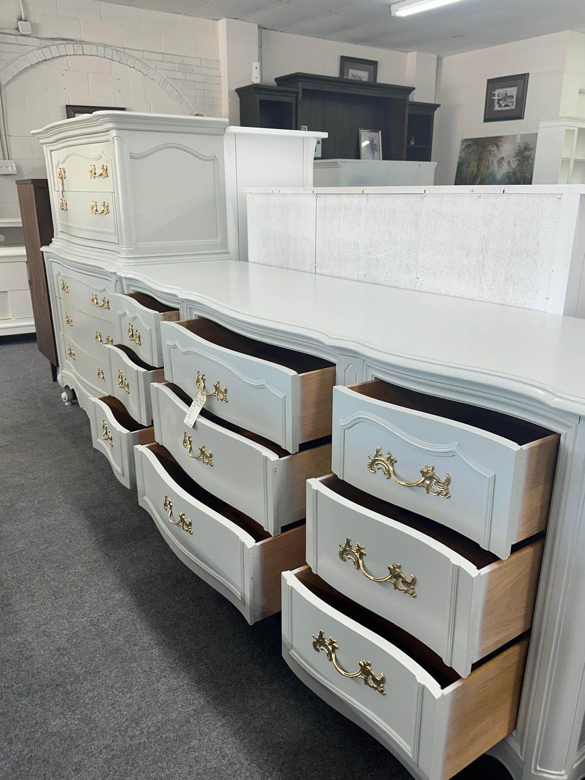 French provincial solid wood gray dresser