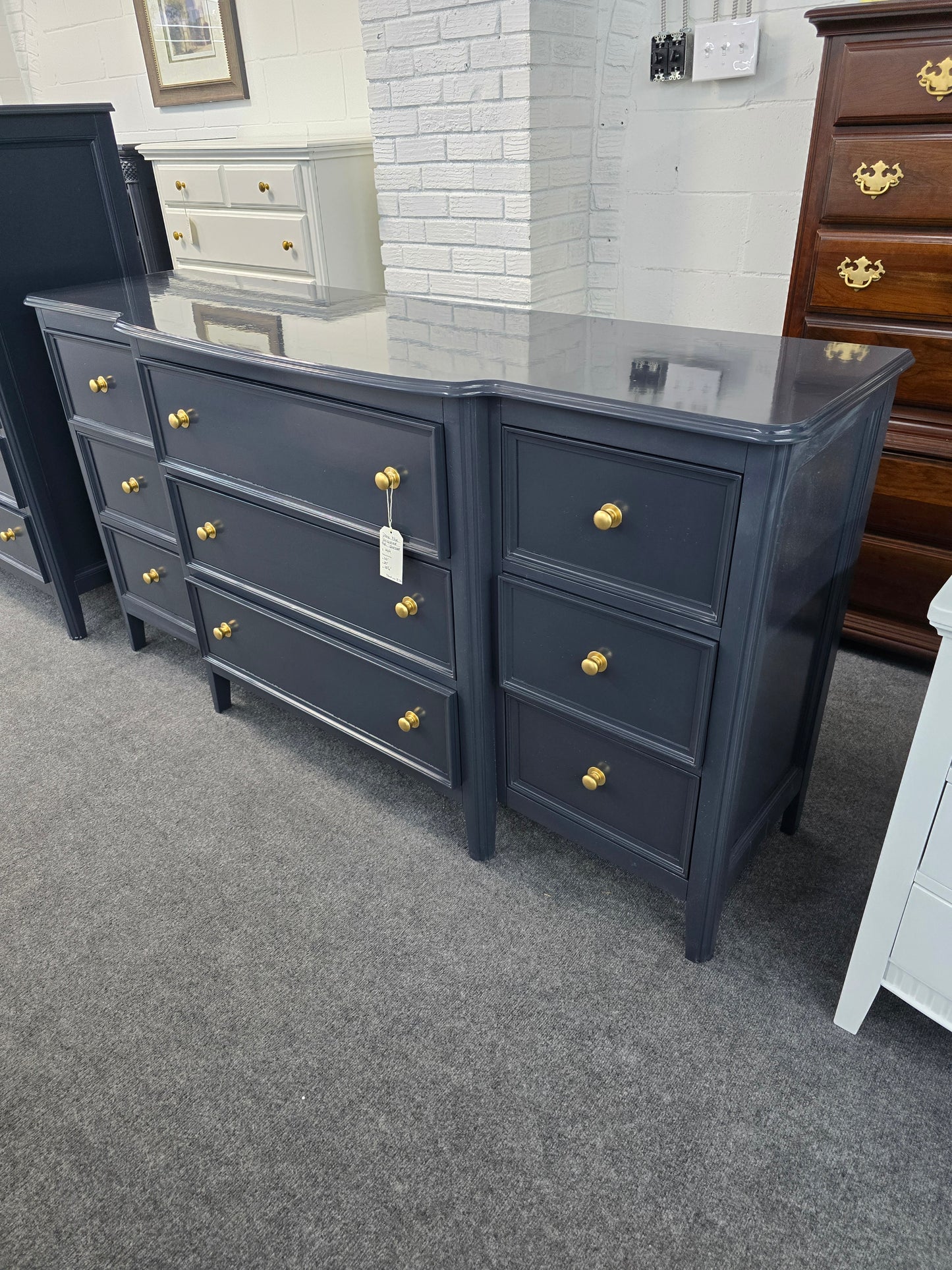 Dark blue 9 drawers dresser