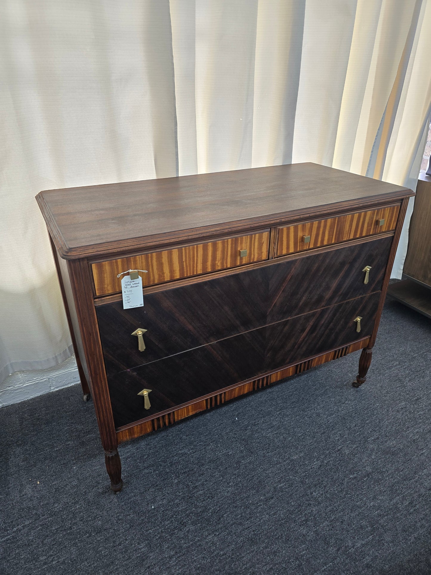 Antique solid wood 4 drawers dresser