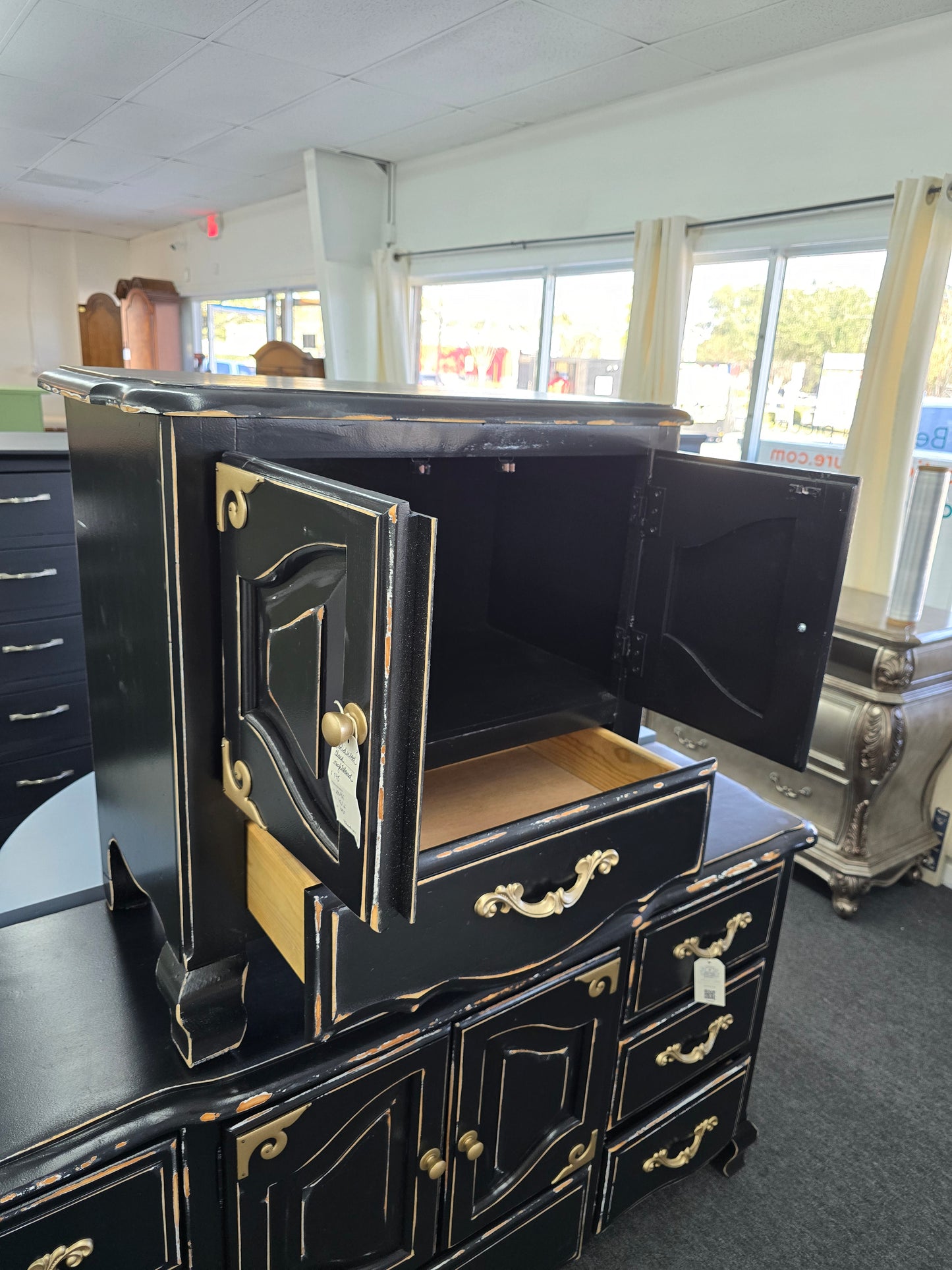 Black Distressed nightstand