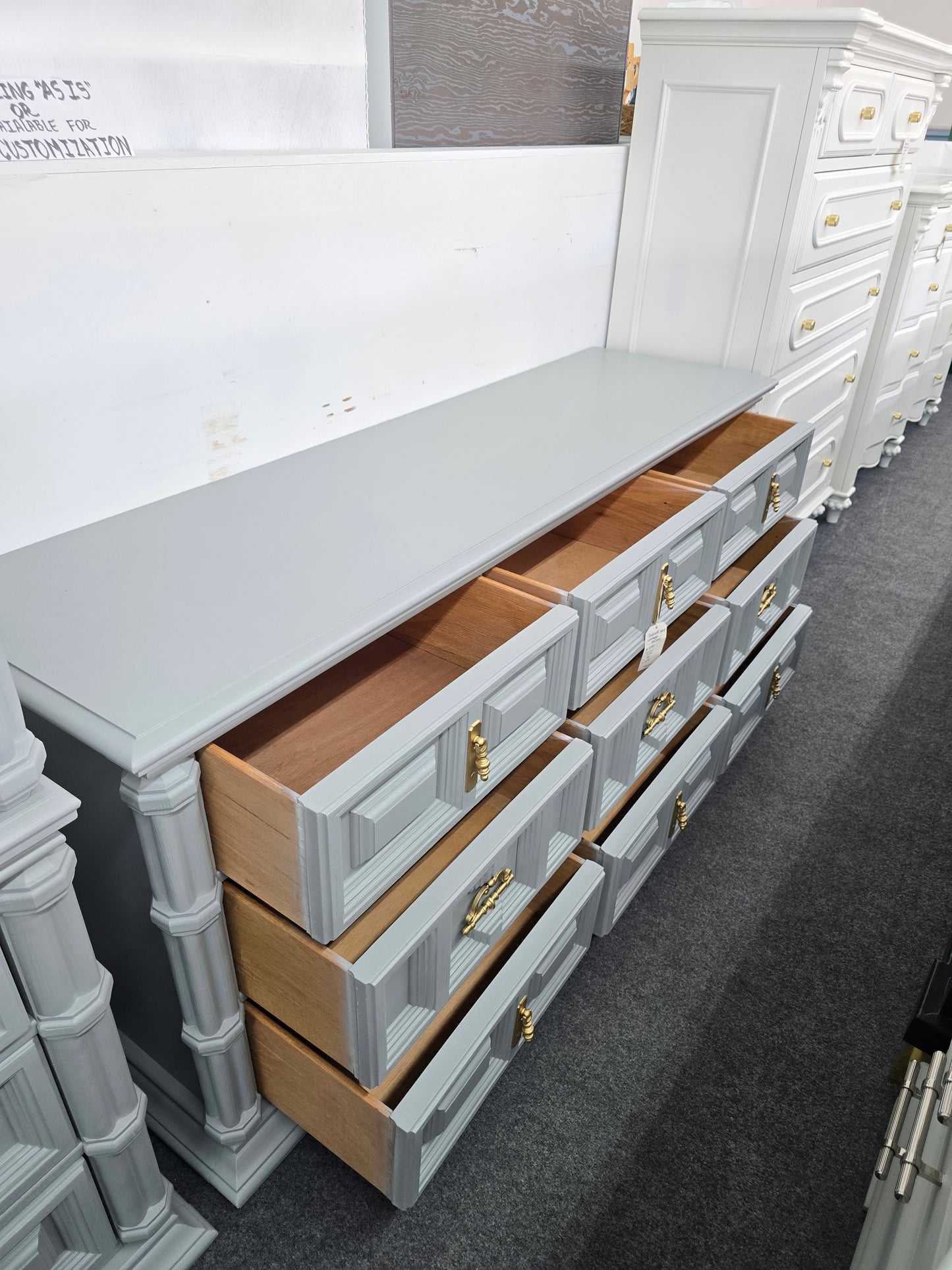 Bassett gray vintage dresser