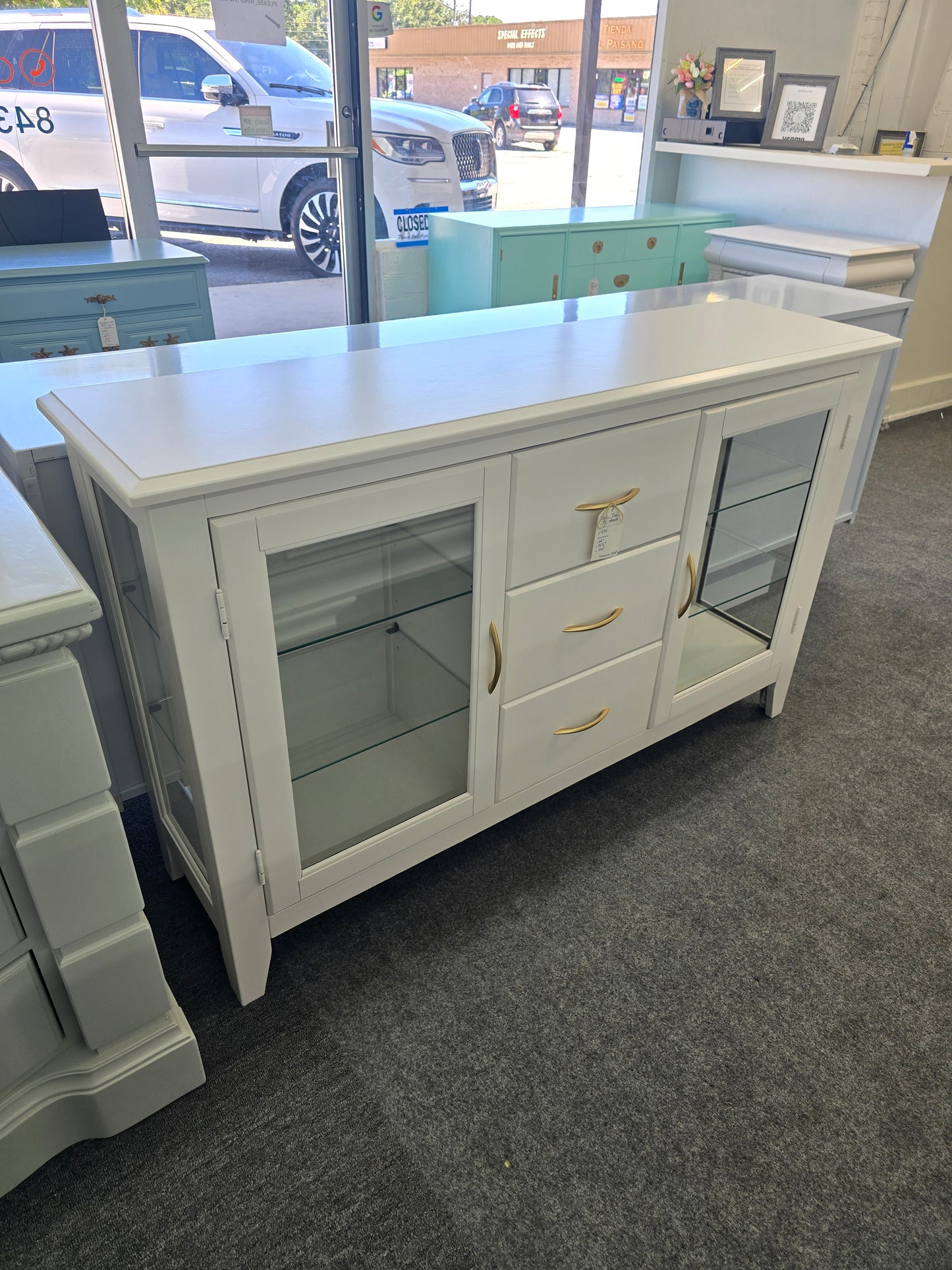Pale pink TV stand