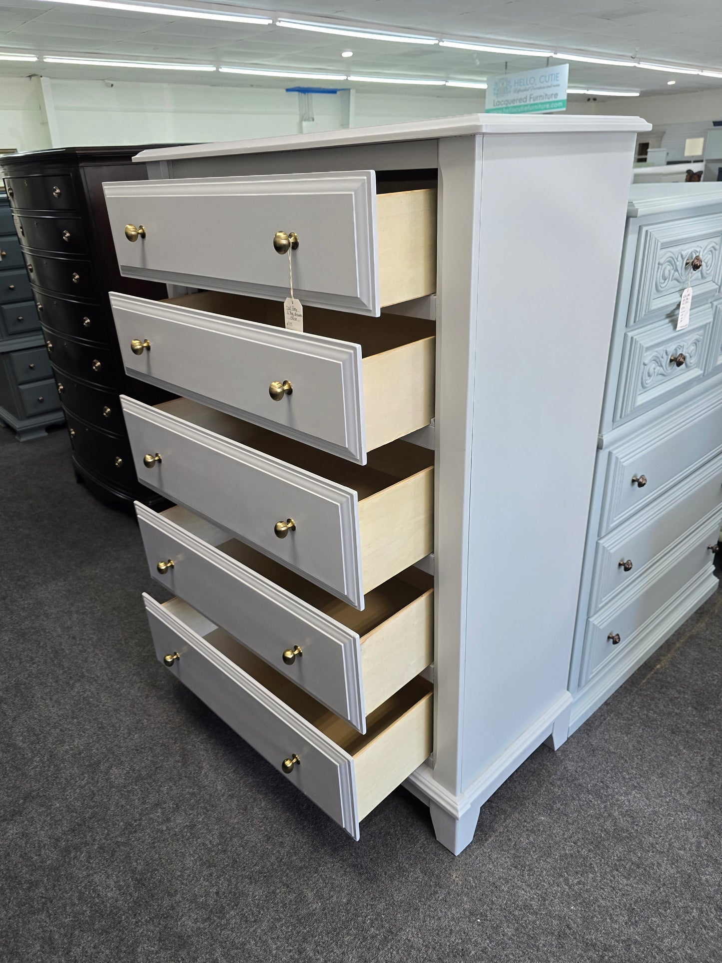 5 drawers tall gray chest
