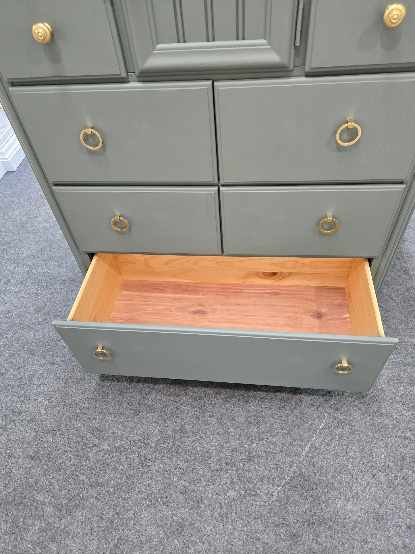 American Signature pewter green chest