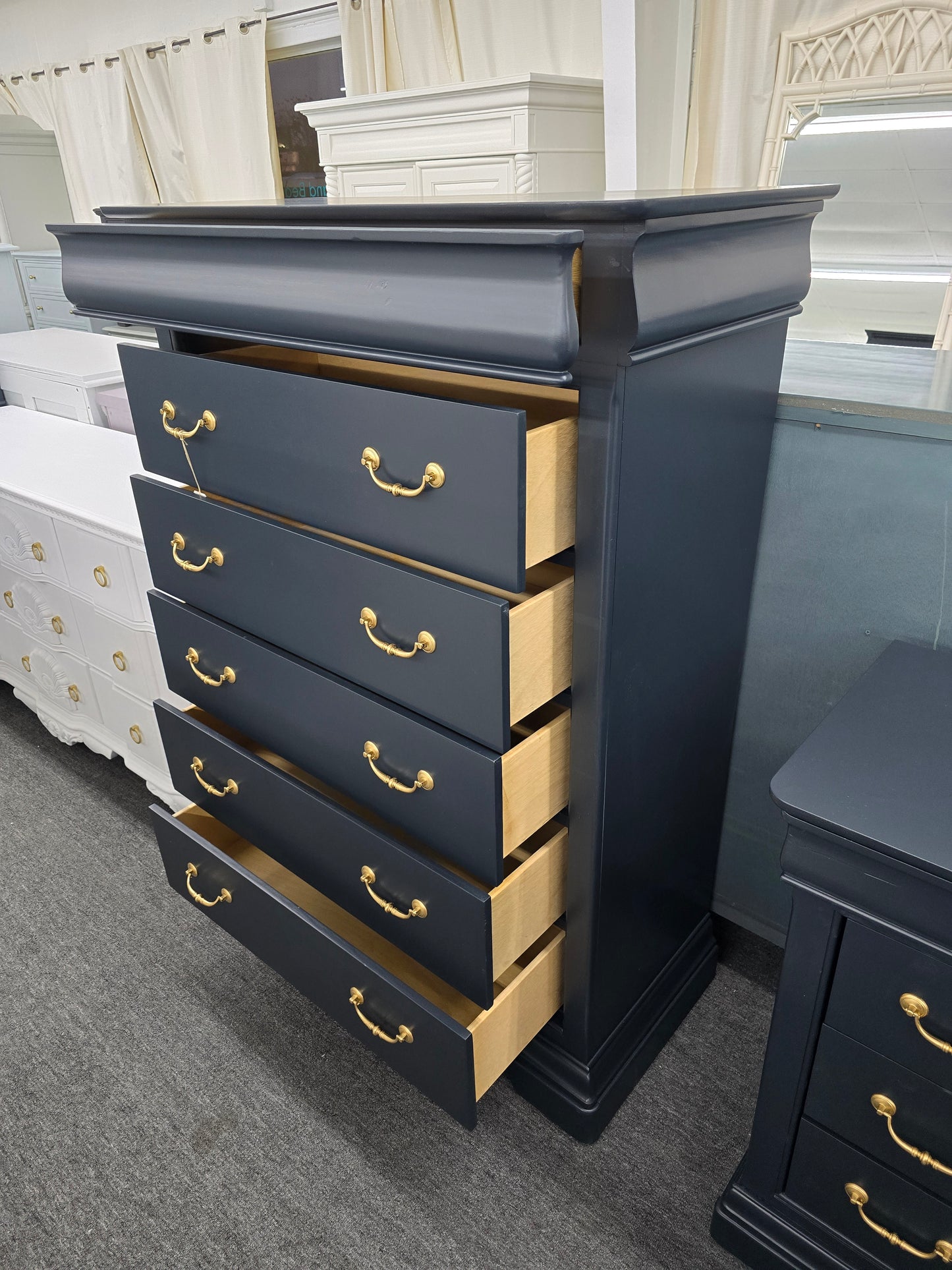 6 drawers tall black chest