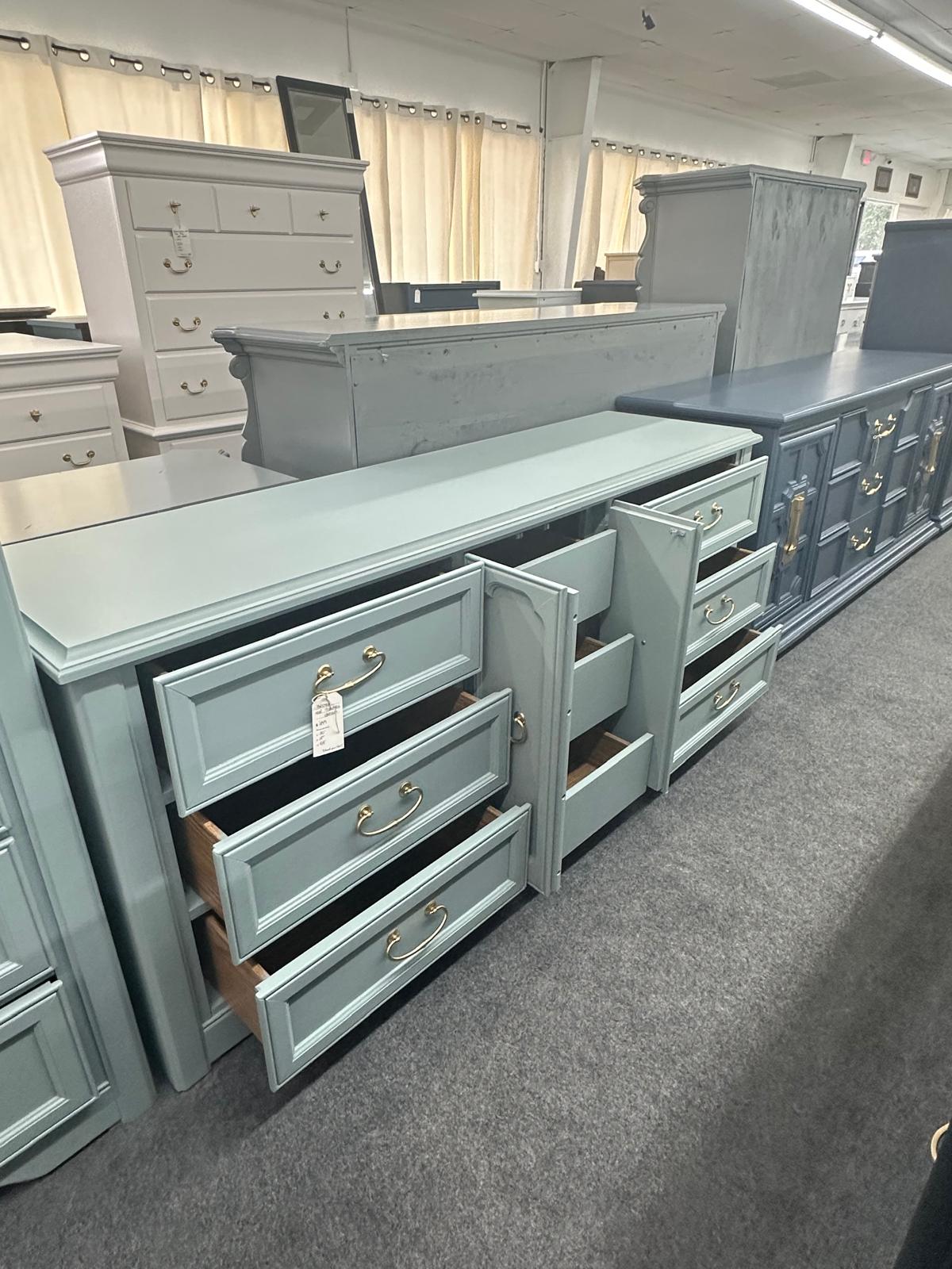 Broyhill teal long dresser