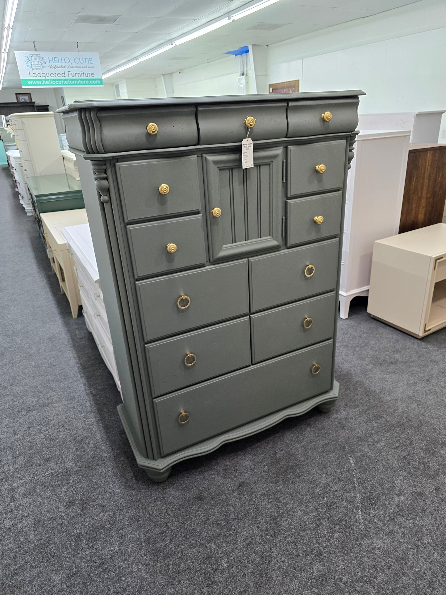 American Signature pewter green chest