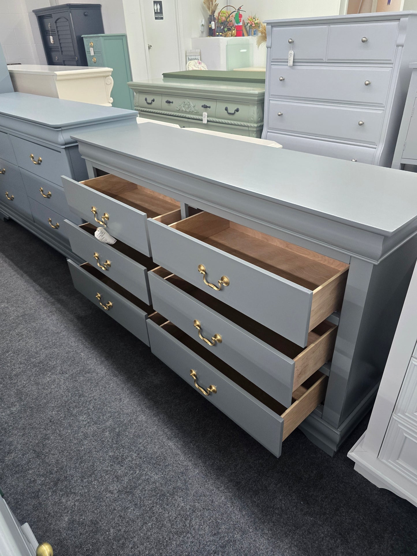 6 drawers green gray classic dresser