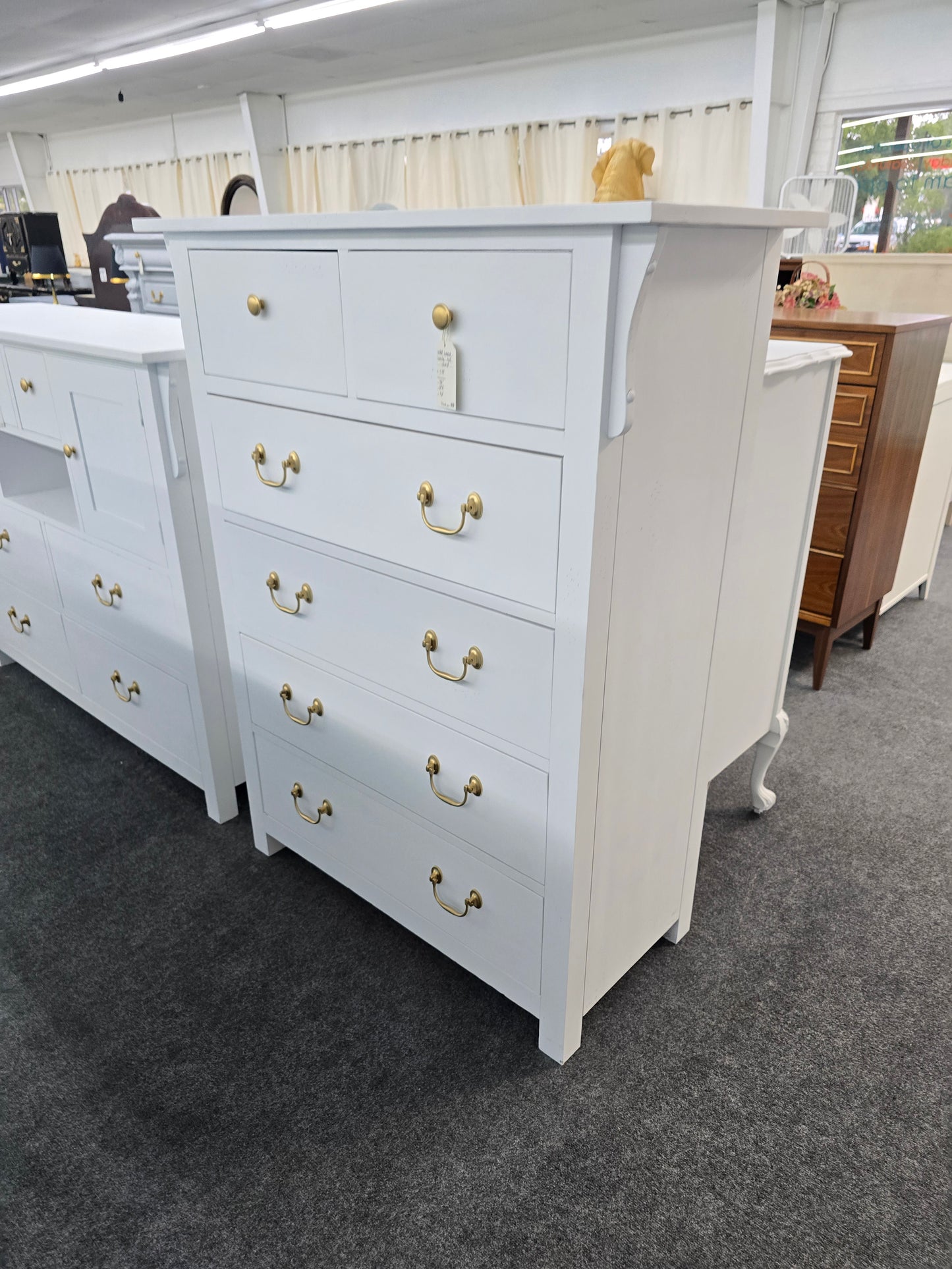 Solid wood white tall chest