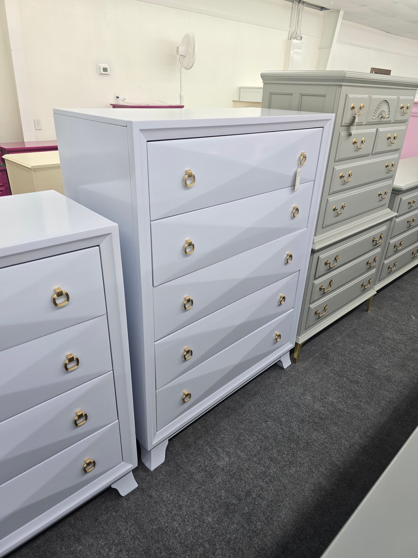 5 drawers baby blue modern chest