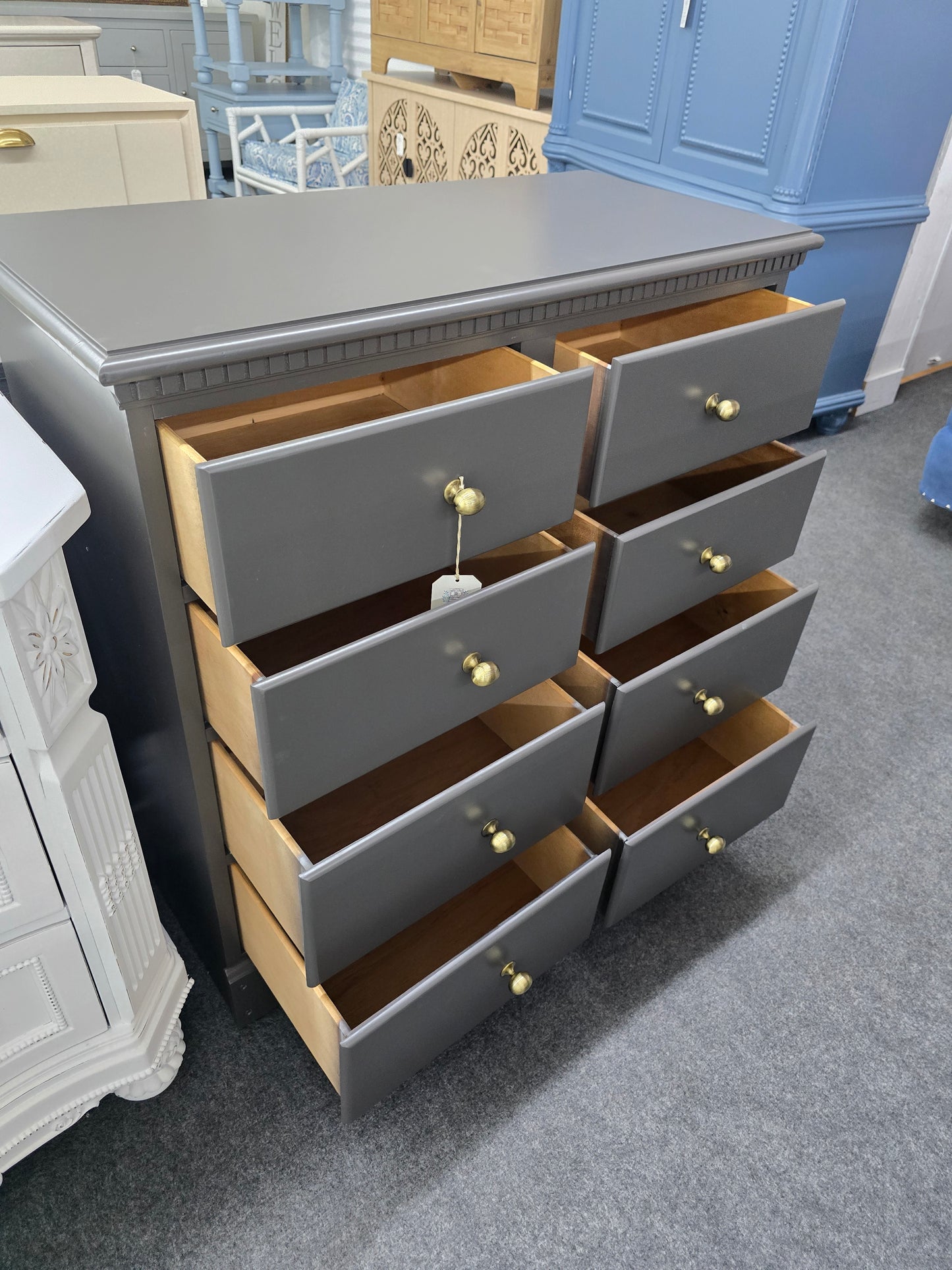 Antique solid wood graphite dresser