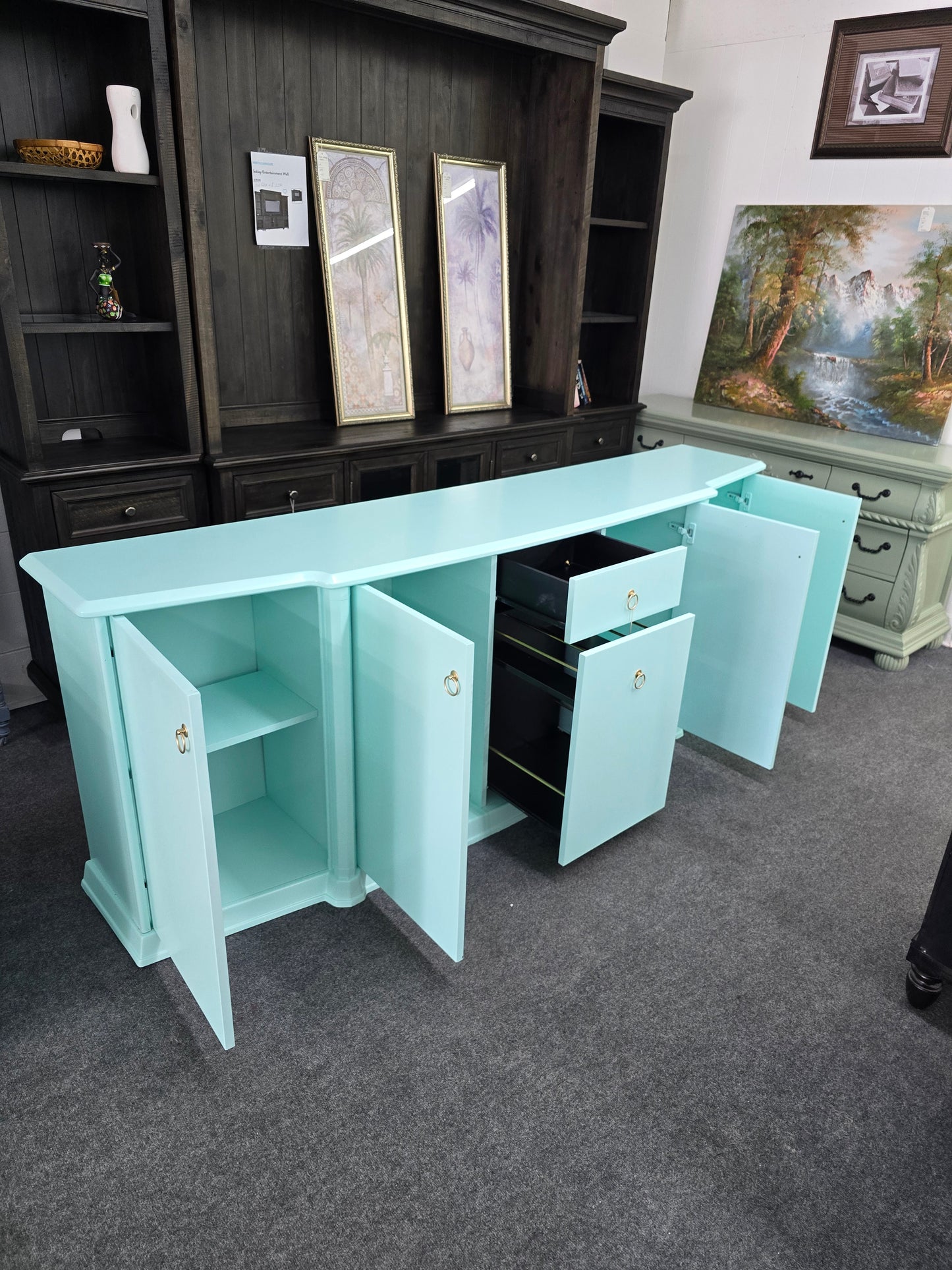 Gorgeous lacquered green cabinet